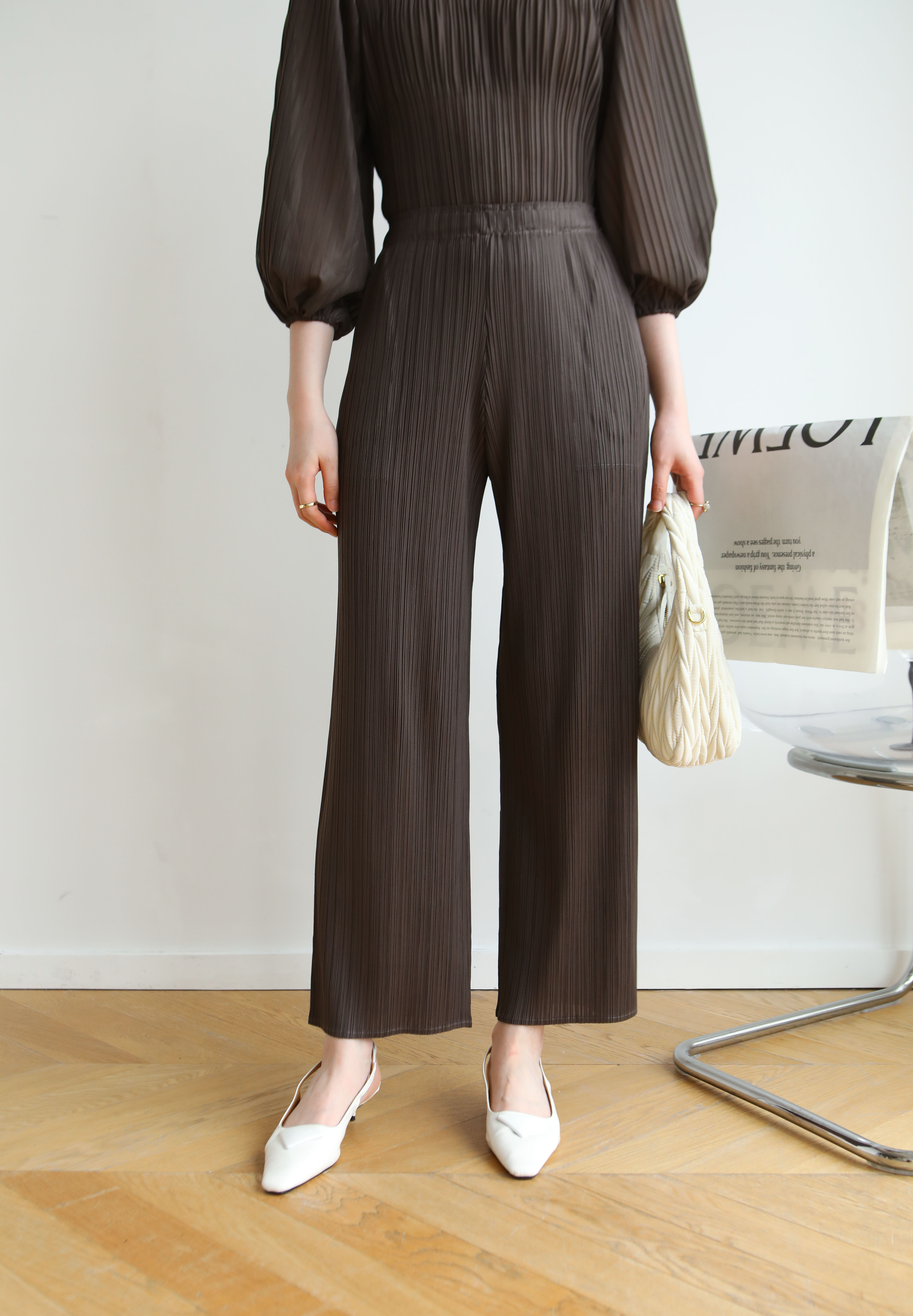 ยาว37นิ้ว! 2MUAY BASIC รุ่น GJO8312 กางเกงผู้หญิง กางเกงอัดพลีทคุณภาพ BASIC STRAIGHT PLEATED PANTS 12สี FREE SIZE