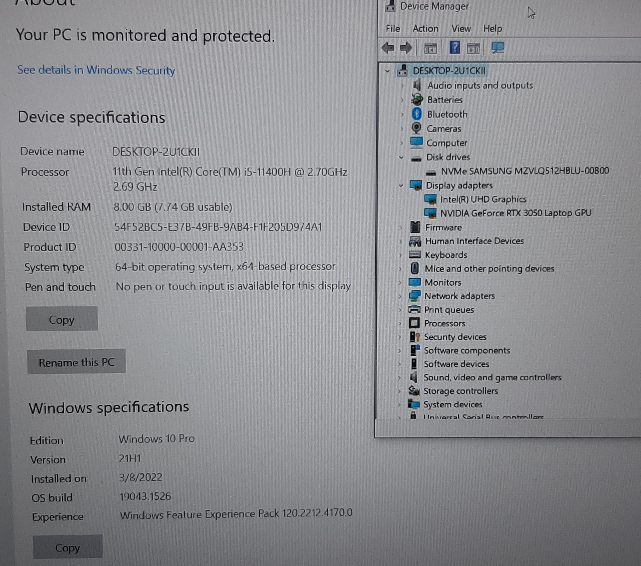 โน๊ตบุ๊คมือสอง Asus FX506H (i5-11400H Ram8GB SSD512GB VGA RTX3050 4GB)+Adapter+Mouse+กระเป๋า สภาพดี ประกันร้าน 1 เดือน