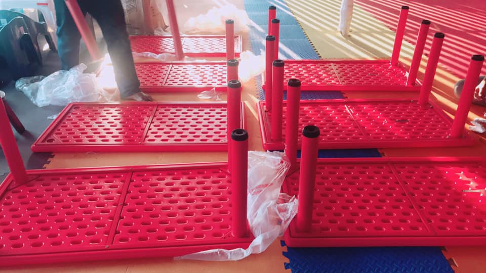 ชุดโต๊ะสี่เหลี่ยมผืนผ้าพร้อมเก้าอี้6ตัว ,โต๊ะนักเรียน ขาเหล็ก,ชุดโต๊ะพร้อมเก้าอี้, ปรับระดับได้พร้อมส่ง สำหรับเด็ก อนุบาล โรงเรียน เนอสเซอรี่ ศูนย์พัฒนาเด็กเล็ก