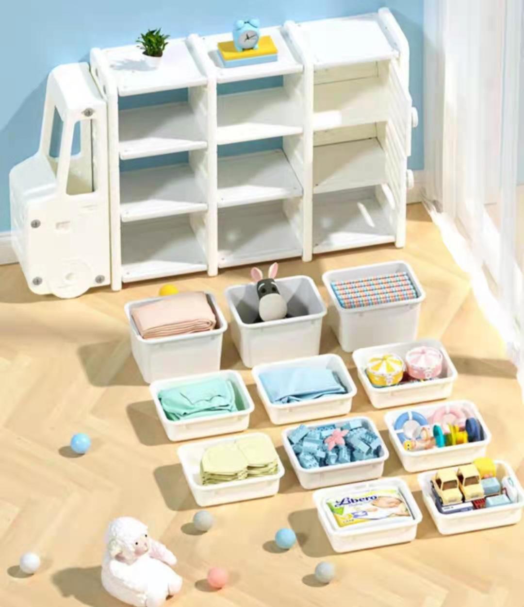 ชั้นวางของรถเด็ก 13ช่อง ชั้นเก็บของเด็ก,เฟอร์นิเจอร์เด็ก รถบัส พร้อมส่ง คิดค่าส่งตามจริง