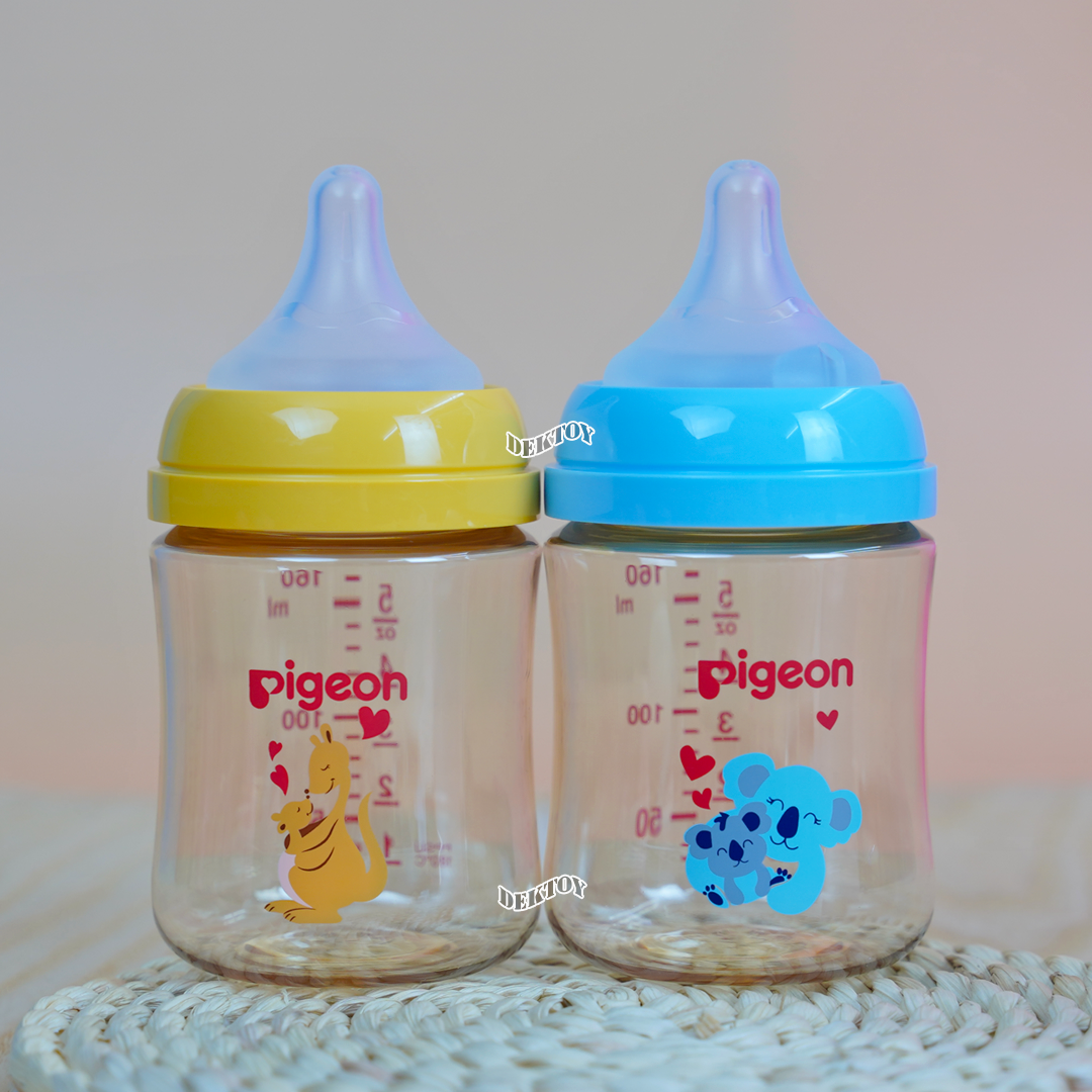 Pigeon พีเจ้น ขวดนมพีเจ้นสีชา PPSU 5 ออนซ์ 160 มล. คอกว้าง แพ็ค2ขวด มัมเลิฟ