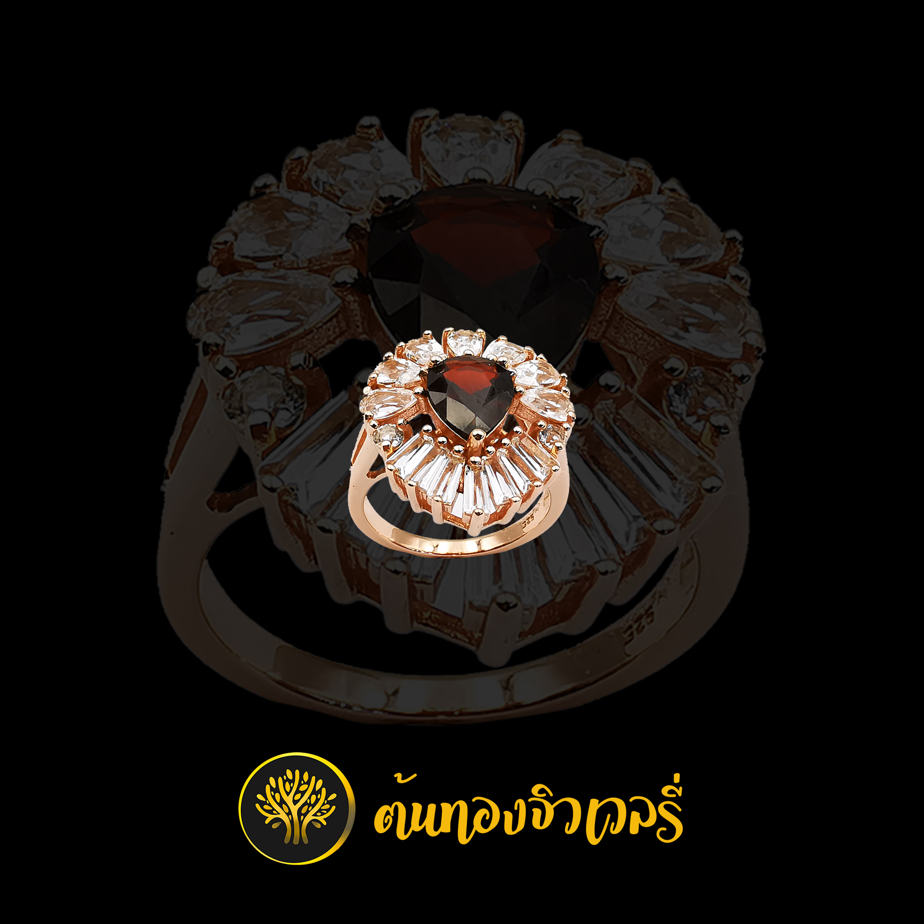 แหวนพลอยทับทิม ล้อมเพชร หน้าแหวนกว้างๆ พลอยทับทิมเด่นมากๆเลยครับ