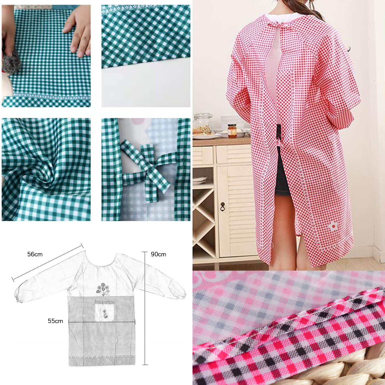 ผ้ากันเปื้อน Set-6 ชุดแขนยาว พิมพ์ลาย การ์ตูน ผ้าโพลีเอสเตอร์ ใส่กันเปื้อน ทำอาหาร ทำงานบ้าน ป้องกันสิ่งสกปรก