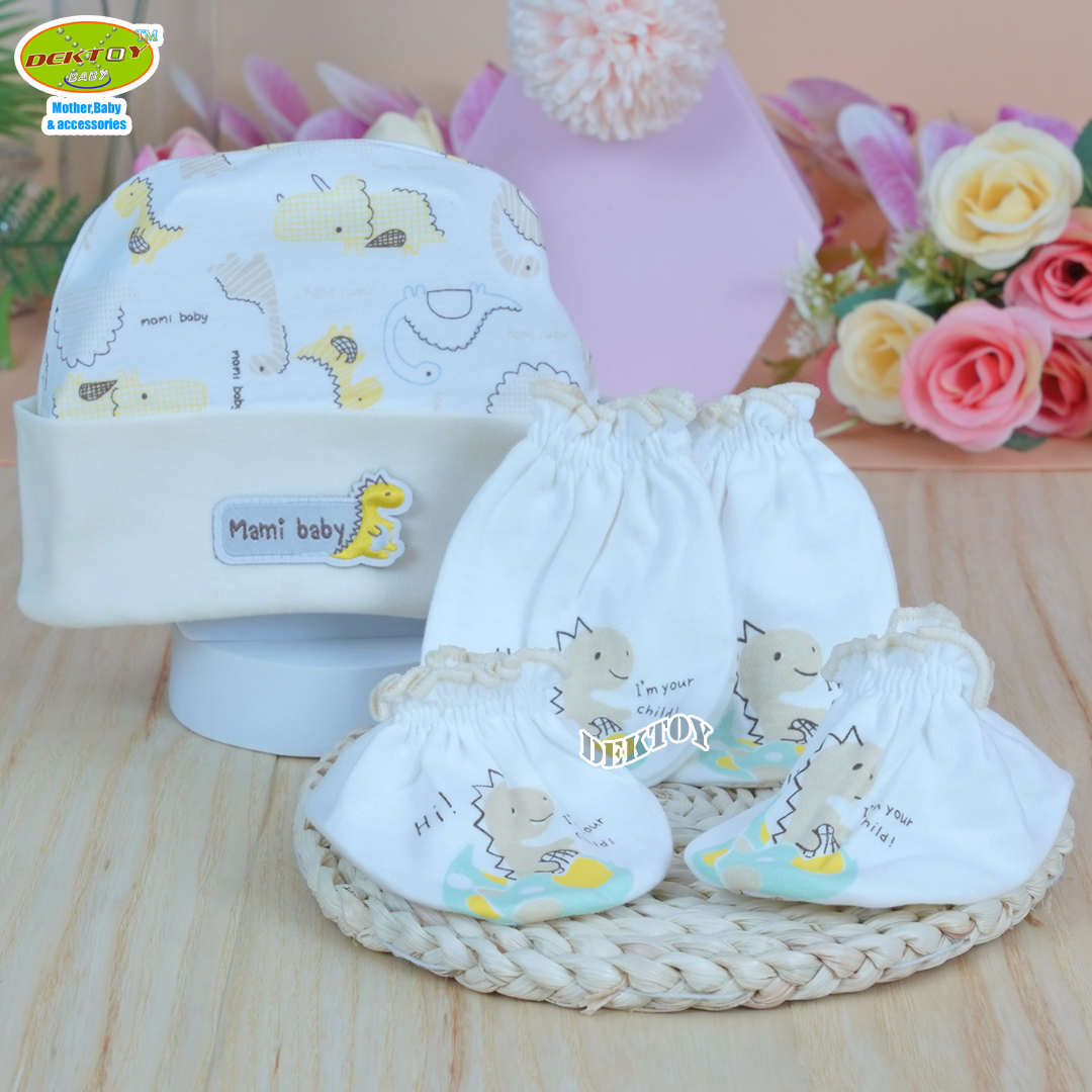 Mami baby ถุงมือ+ถุงเท้า+หมวก เด็กแรกเกิด - 3เดือน