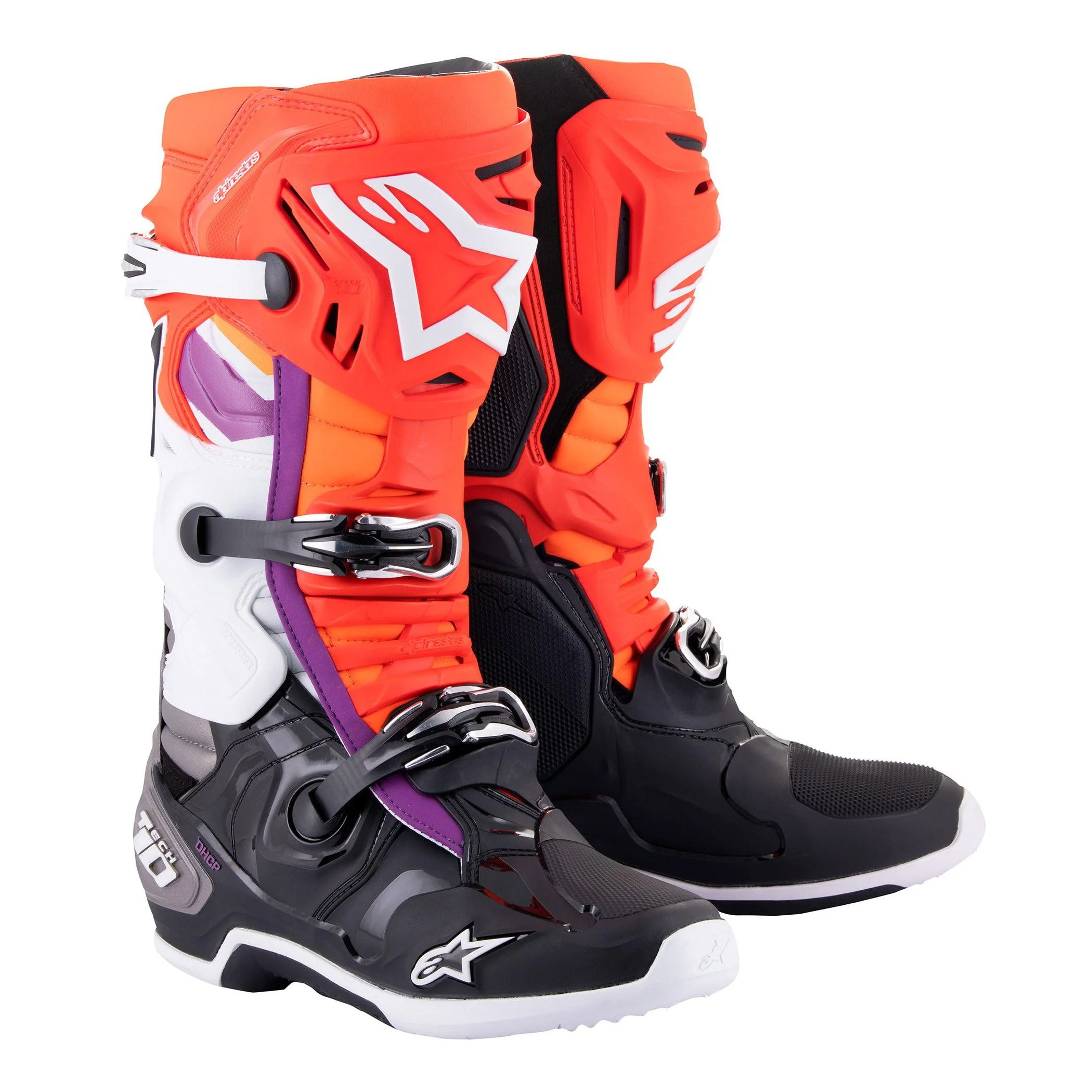 รองเท้า Alpinestars Tech 10 Boot - Black/Red Fluo/Orange Fluo/White