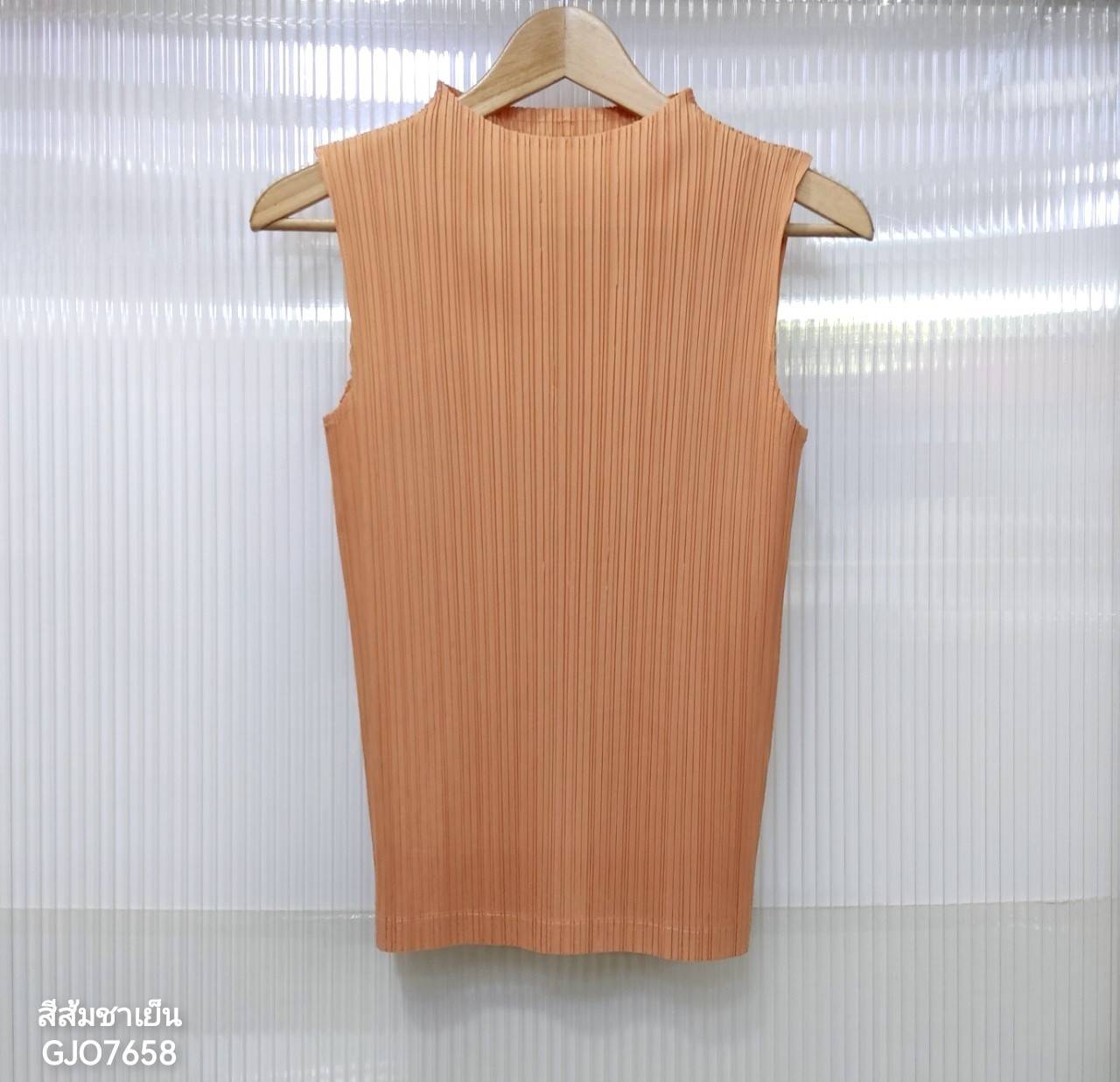 2MUAY BASIC รุ่น GJO7658 BASIC HIGH NECK PLEATED TOP เสื้ออัดพลีทงานคุณภาพ 22สี FREE SIZE