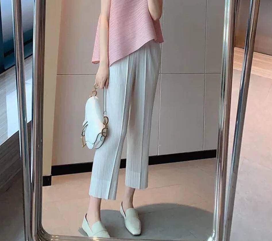 ปรับราคาลง20%!! ยาว34นิ้ว! 2MUAY รุ่น GJO7582 กางเกงพลีทคุณภาพ SLIM TUCK PLEATED PANTS 9 สี FREE SIZE