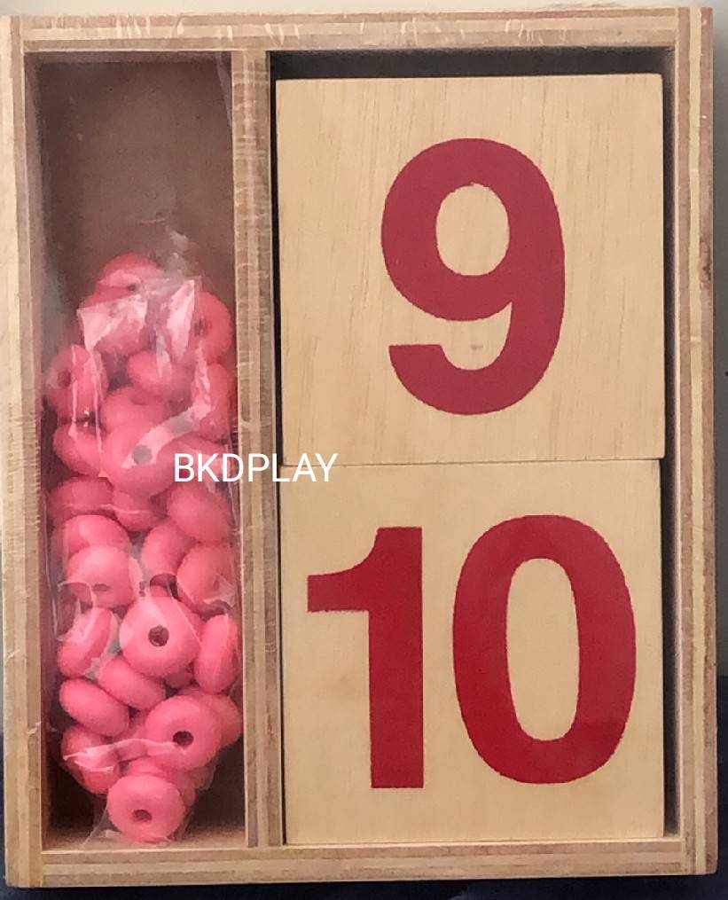 ลูกปัดหัดนับเลขพร้อมแผ่นไม้ตัวเลข 1-10 พร้อมแผ่นจำนวนนับ