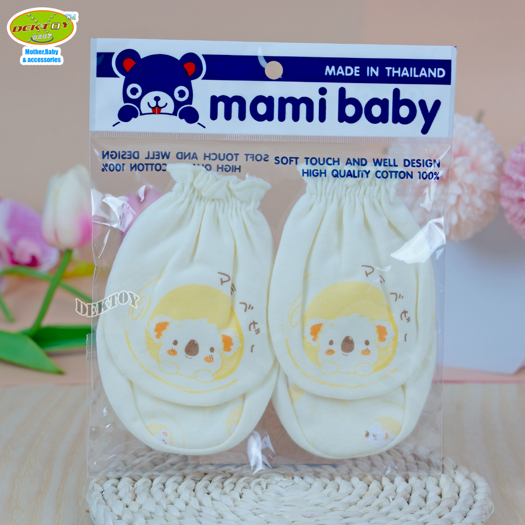 Mami baby ถุงมือ+ถุงเท้า เด็กแรกเกิด 1 คู่ สีพื้นพิมพ์ลาย