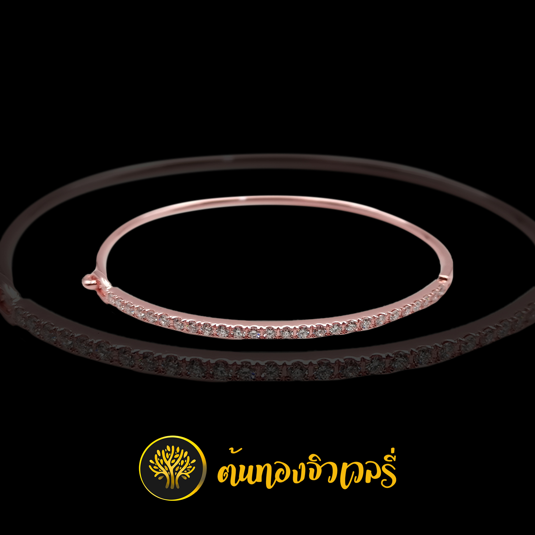 กำไลข้อมือพิ้งค์โกลด์ ฝังเพชรแถว สวยๆ หวานๆ โดนใจสาวๆแน่นอนครับ