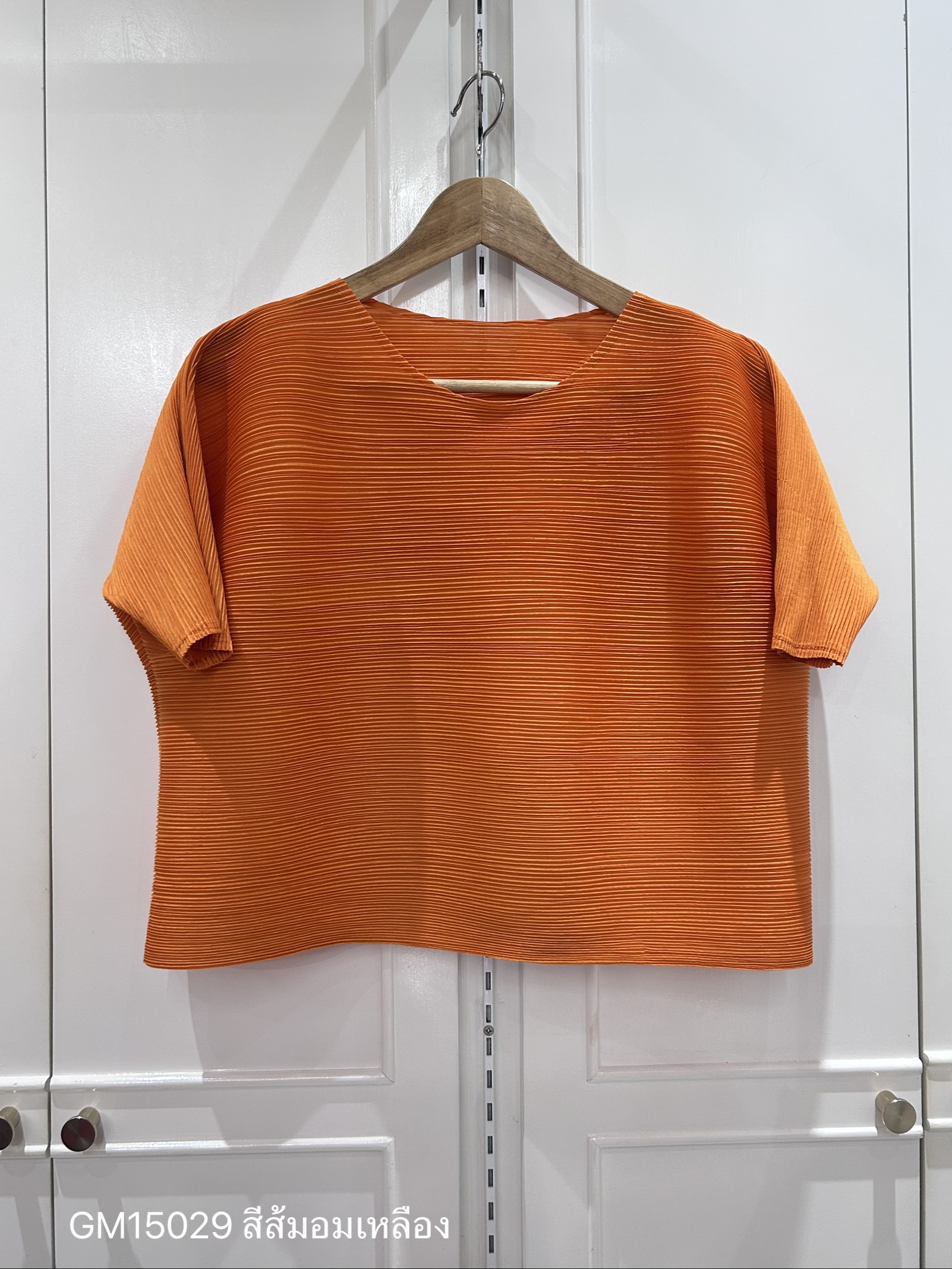อกถึง48 2MUAY GM15029 เสื้ออัดพลีท SHORT SLEEVE PLEATED TOP 28 สี FREE SIZE