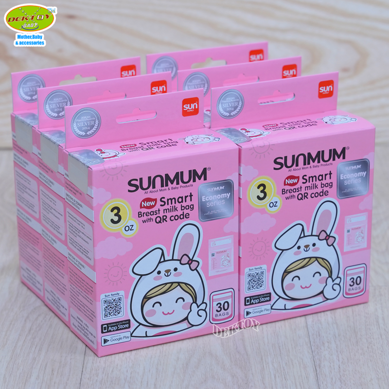 6 กล่อง Sunmum ซันมัม ถุงเก็บน้ำนม 3 ออนซ์ รุ่น Economy 30 ใบ(180ใบ)