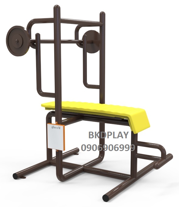 เครื่องออกกำลังกายกลางแจ้งผู้ใหญ่, ชุดอุปกรณ์ บริหารแขน หัวไหล่ หน้าอก แบบนอน ยกน้ำหนัก ลานกีฬาอเนกประสงค์ ,สวนสาธารณะ ,เทศบาล ,หมู่บ้าน ,ผลิตในไทย ,สั่งทำตามสีที่ต้องการได้ ขนาด 100x100x150 ซม.