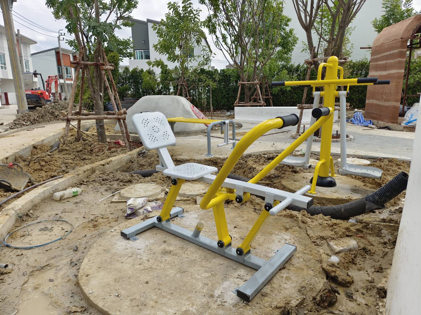 เครื่องออกกำลังกายกลางแจ้งผู้ใหญ่,บริหารแขน-หน้าท้อง (แบบกรรเชียงเดี่ยว) ,ลานกีฬาอเนกประสงค์ ,สวนสาธารณะ ,เทศบาล ,หมู่บ้าน ,ผลิตในไทย ,สั่งทำตามสีที่ต้องการได้ ขนาด 60x140x100 ซม.