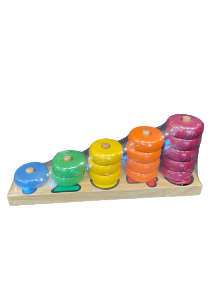 โดนัท 5 สี , ของเล่นไม้, ของเล่นเสริมพัฒนาการ, ของเล่นเด็กอนุบาล, สื่อการสอนเด็กอนุบาล วัสดุและสี ปลอดภัยต่อเด็ก มีมาตรฐาน มอก. ตามที่ สพฐ. กำหนด