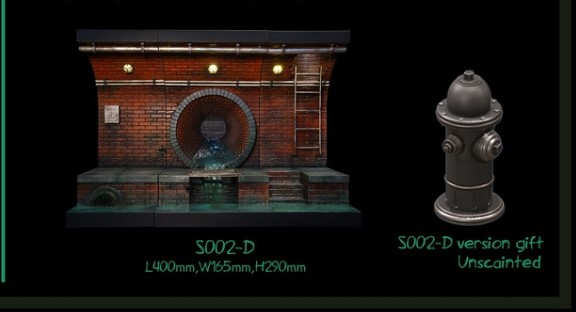 [พร้อมส่ง] mOjingToys 1/12 Module series American comic sewer DIORAMA BASE - S002D (เซตรวม A B C) ( และแถมหัวก๊อกดับเพลิง)