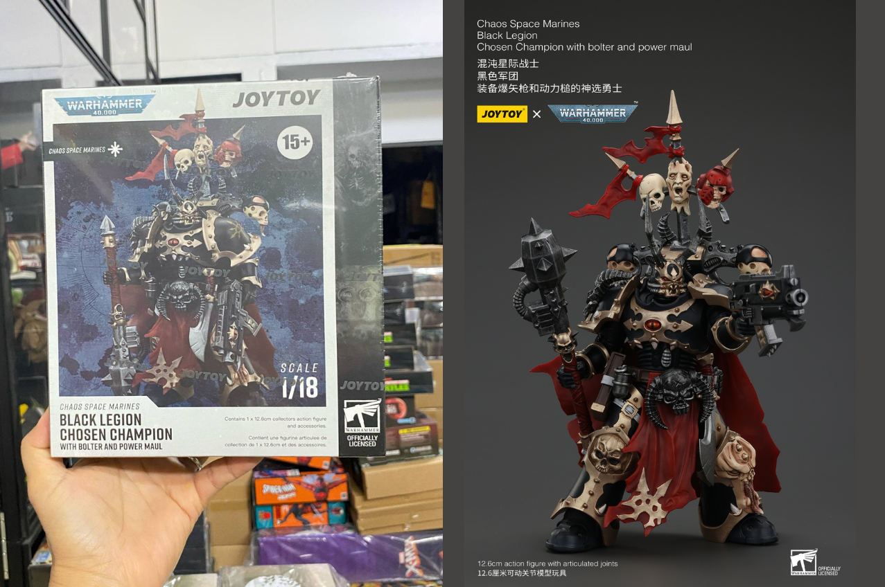 [พร้อมส่ง]Joy toy 1/18 : Chaos Space Marines Black Legion Chosen- JT00997 : Champion with bolter and power maul