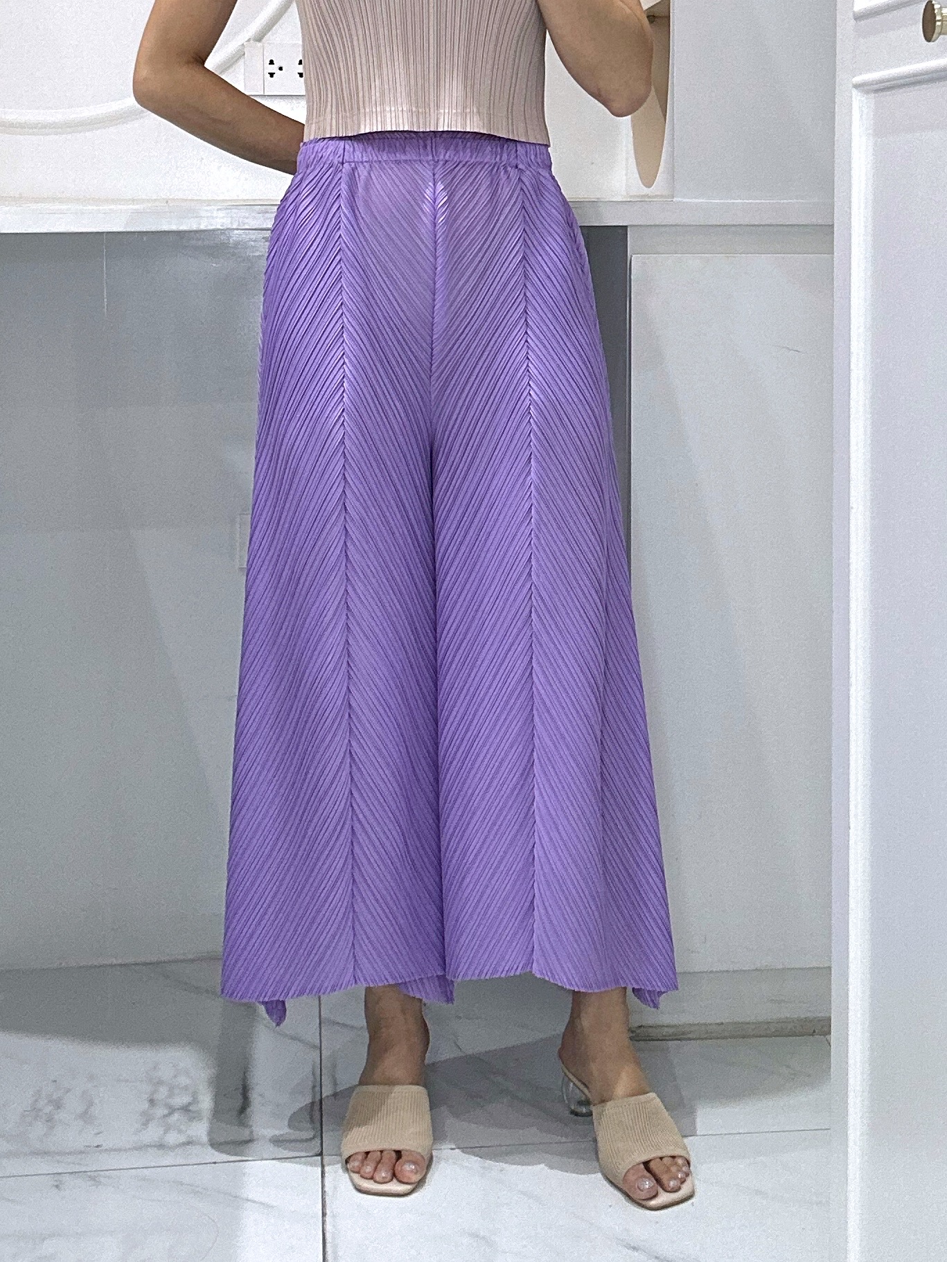 ปรับราคาลง20%!! ยาว 35 นิ้ว! 2MUAY รุ่น GJO1056 กางเกงพลีทคุณภาพ FLARE PLEATED PANTS 10 สี FREE SIZE