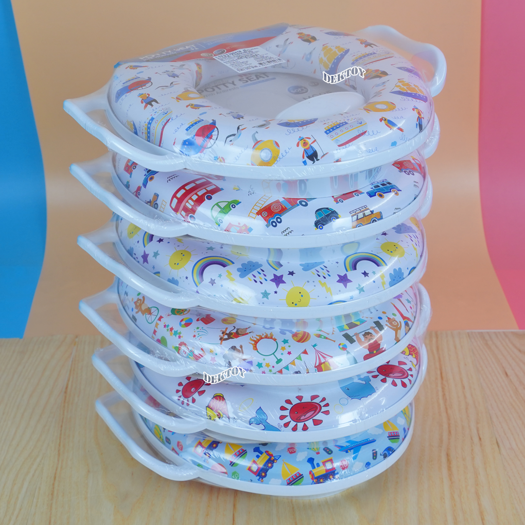 Fin ฝารองชักโครกเด็ก แบบมีด้าม 300678A-F วัสดุ PP เบาะนิ่ม ใช้งานได้กับชักโครกรุ่นมาตรฐานทุกรุ่น