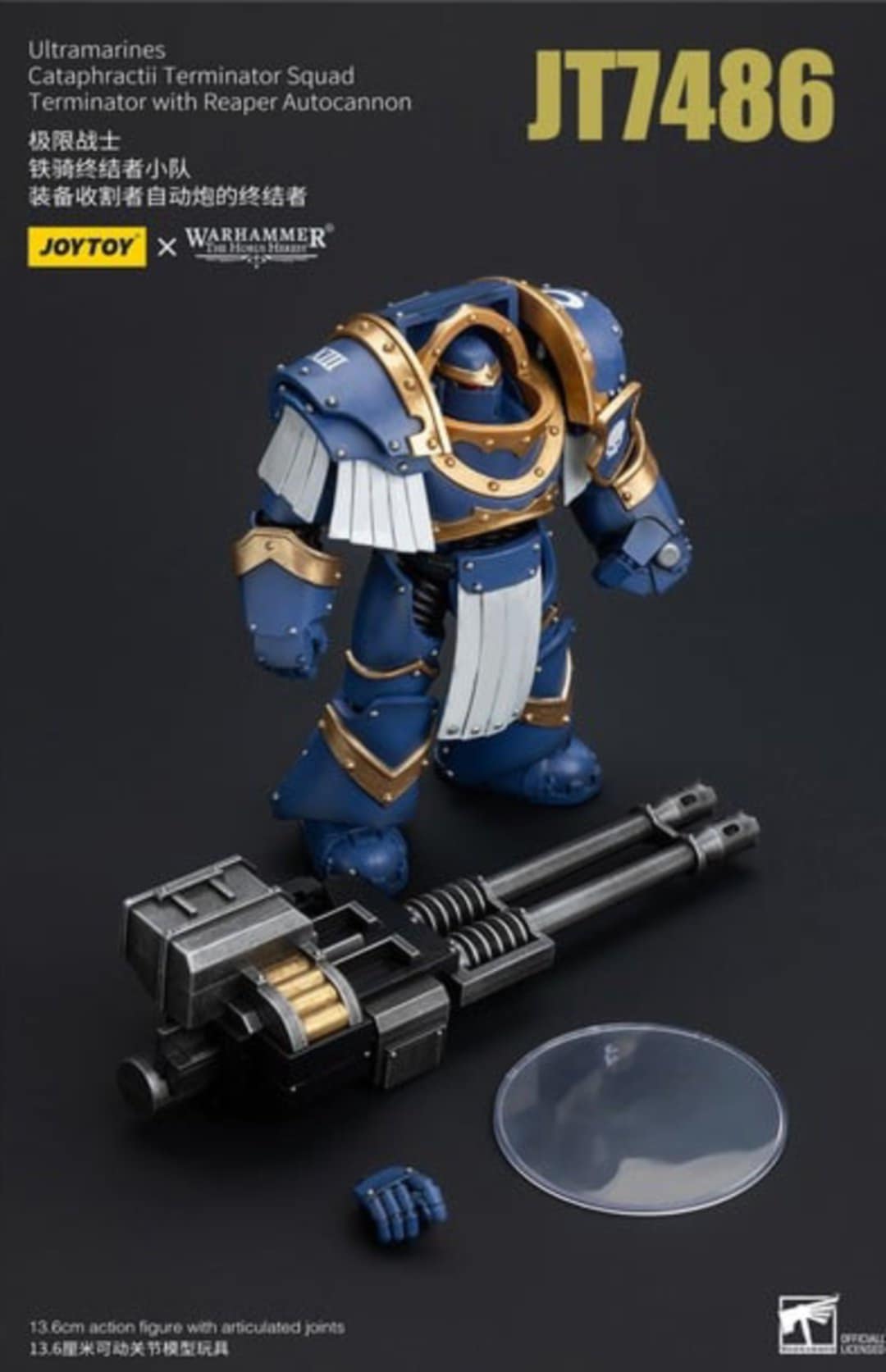 [พร้อมส่ง] JOYTOY 1/18--- Ultramarines Cataphractii Terminator Squad ---- JT7486 : Terminator with Reaper Autocannon