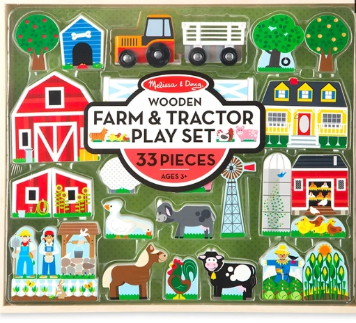 ชุดของเล่นไม้ รุ่นบล๊อคฟาร์มจำลอง Wooden Farm & Tractor Play Melissa&Doug, ของเล่นเสริมพัฒนาการ, ของเล่น