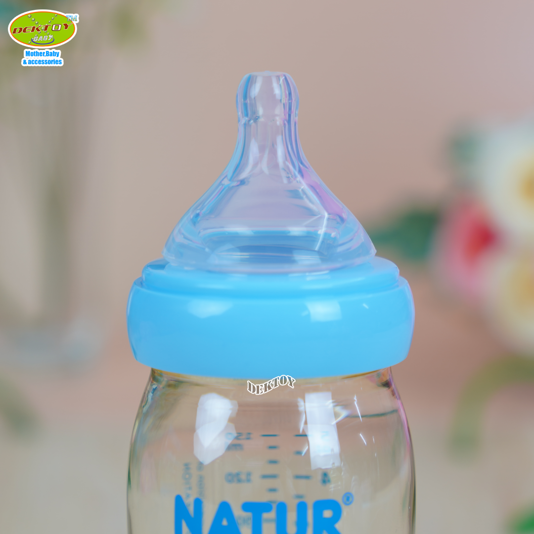 Natur เนเจอร์ จุกนมเนเจอร์ไม่ดูด ไม่ไหล คอกว้างสมาร์ทไบโอมิมิค แพ็ค3ชิ้น