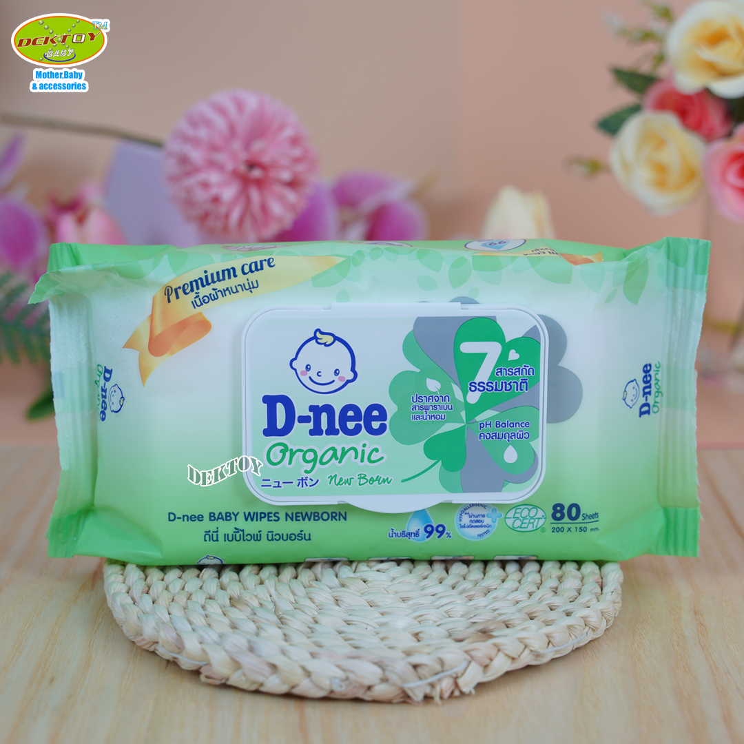 D-nee เบบี้ไวพส์ดีนี่ ทิชชู่เปียกดีนี่ นิวบอร์น 80 ชิ้น สูตรน้ำบริสุทธิ์ แพ็ค 6 ห่อ