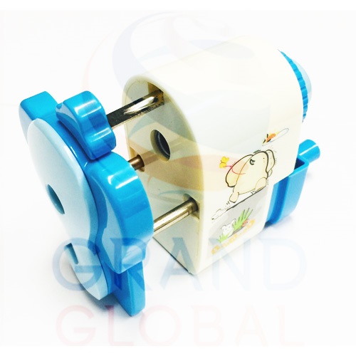 Triple-G Pencil Sharpener เครื่องเหลาดินสอ กบเหลาดินสอ เหลากลบ ตั้งโต๊ะ ลาย ช้าง น่ารัก สีฟ้า
