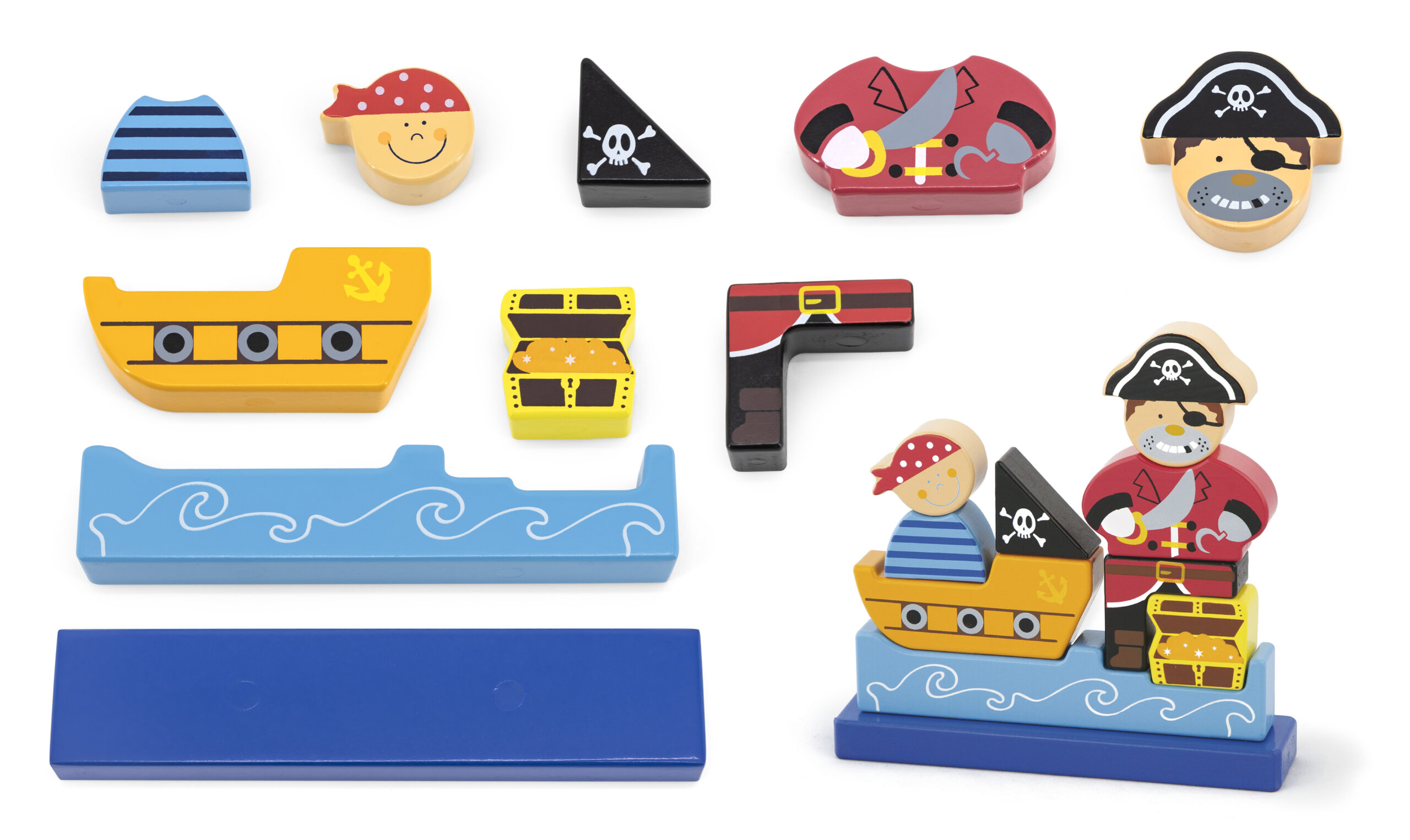 ชุดบล็อกไม้แม่เหล็กโจรสลัด , ของเล่นไม้, ของเล่นเสริมพัฒนาการ, ของเล่นเด็กอนุบาล, สื่อการสอนเด็กอนุบาล