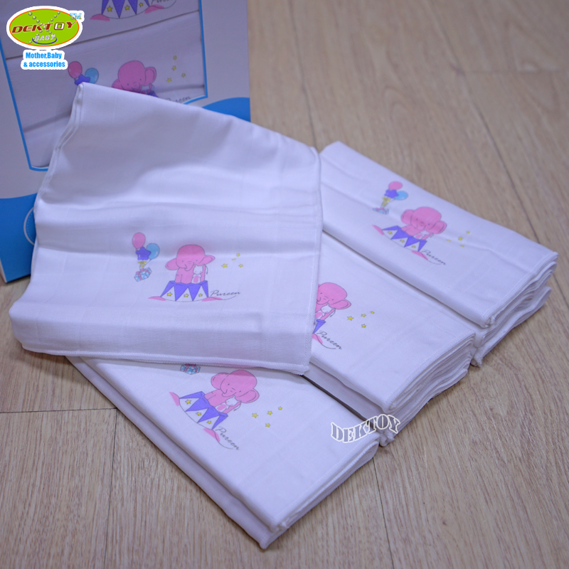 Pureen เพียวรีน ผ้าอ้อมคอตตอนเพียวรีนพิมพ์มุม Cotton USA 2 ชั้นไซส์ 29 x 29 นิ้ว แพ็ค 6 ผืน