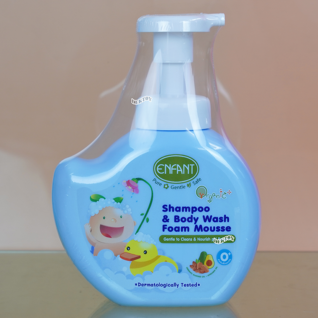 Enfant อองฟองต์ ออร์แกนิคพลัส แชมพู แอนด์ บอดี้ วอช โฟมมูส เนื้อฟองโฟมละเอียดอ่อน 400 มล. กลิ่นแป้ง
