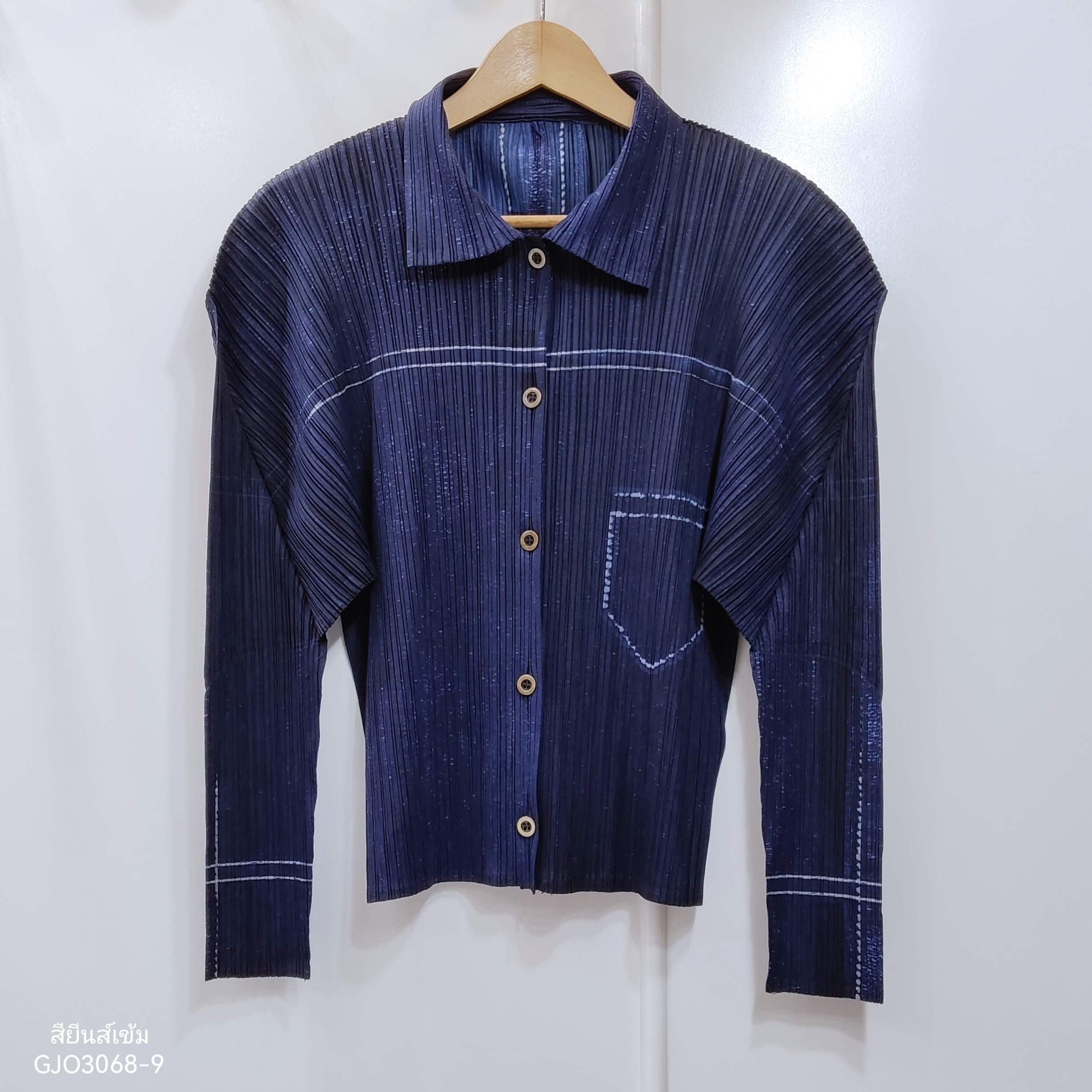 ปรับราคาลง20%!! 2MUAY รุ่น GJO3068-9 เสื้อพลีทคุณภาพ SHIRT DENIM PRINT PLEATED TOP 4 สี FREE SIZE