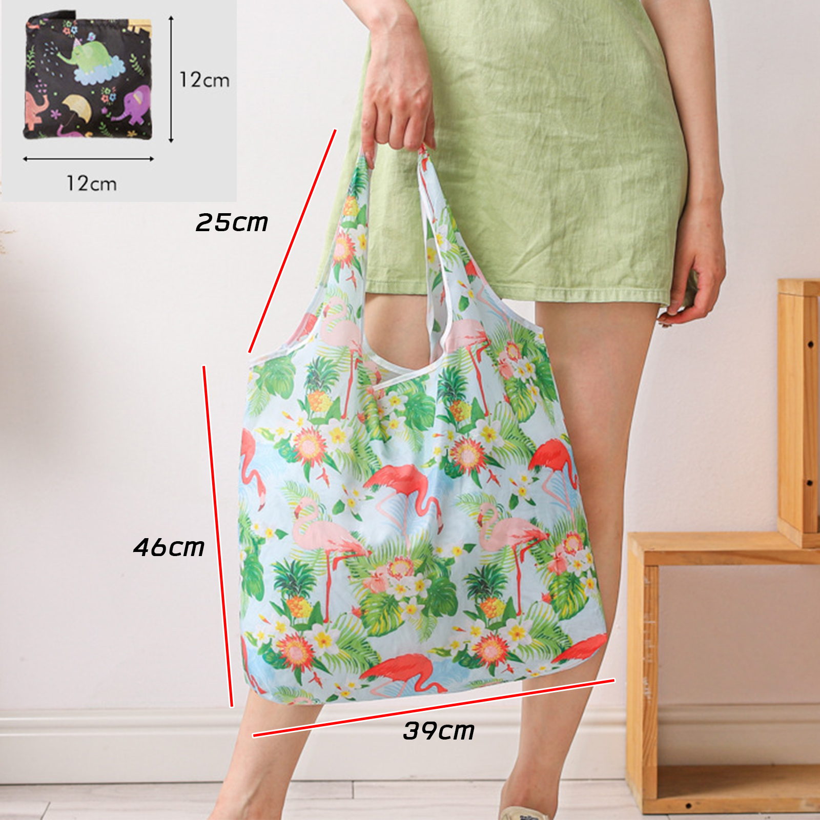 กระเป๋าผ้า Set-1 ถุงช็อปปิ้งกันน้ำพับได้ ใบเล็ก S-39x46cm พับเก็บได้ ถุงผ้าใส่ของ มีหลายลาย สีสันสวยงาม