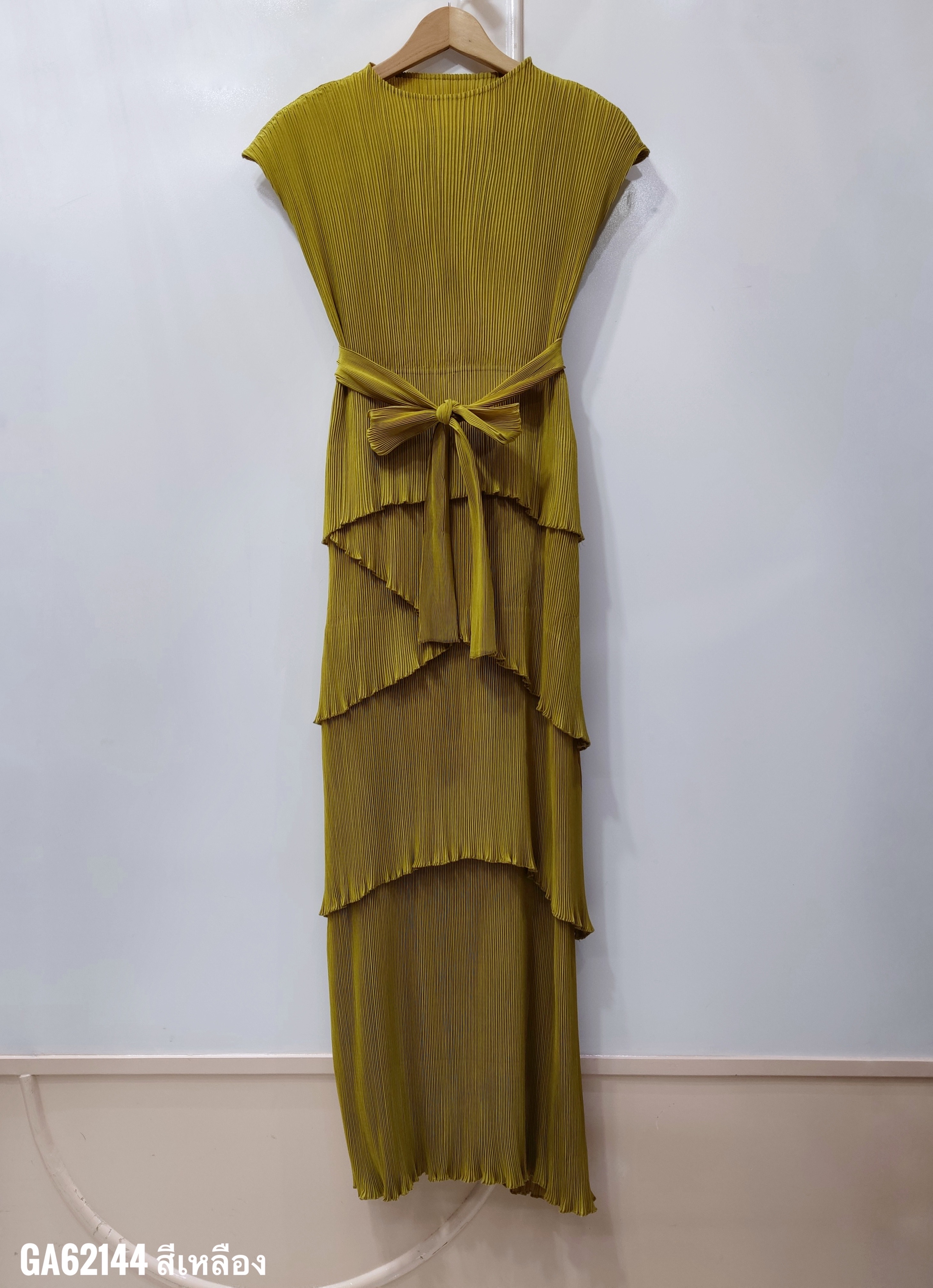 ยาว 52.5 นิ้ว 2MUAY รุ่น GA62144 เดรสอัดพลีท CAP SLEEVE TIERED PLEATED DRESS 6 สี FREE SIZE