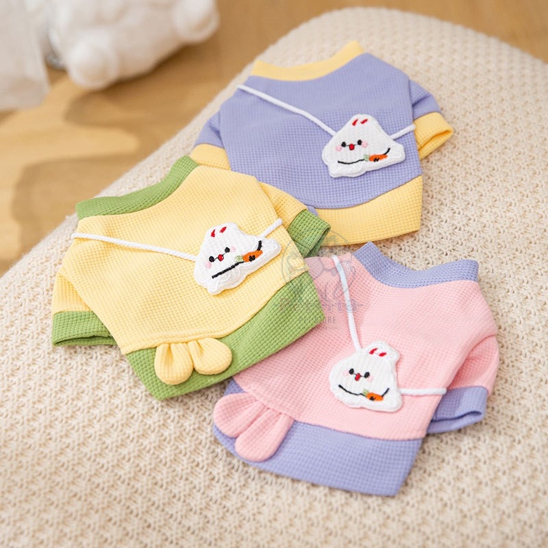 🇹🇭พร้อมส่ง🇹🇭🐰เสื้อสีทูโทนสะพายกระต่ายน้อย ผ้าวาฟเฟิล 💕 งานแบรนด์ for สุนัข หมา แมว สำเนา
