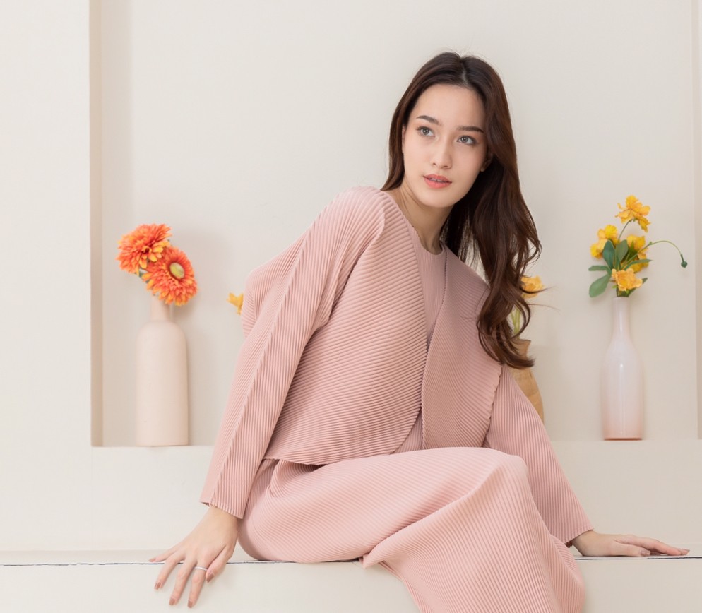 2MUAY รุ่น GJO3095 เสื้อคลุมผู้หญิง เสื้อคลุมพลีทคุณภาพ 6สี FREE SIZE LONG SLEEVE OPEN FRONT THICK PLEAT CARDIGAN