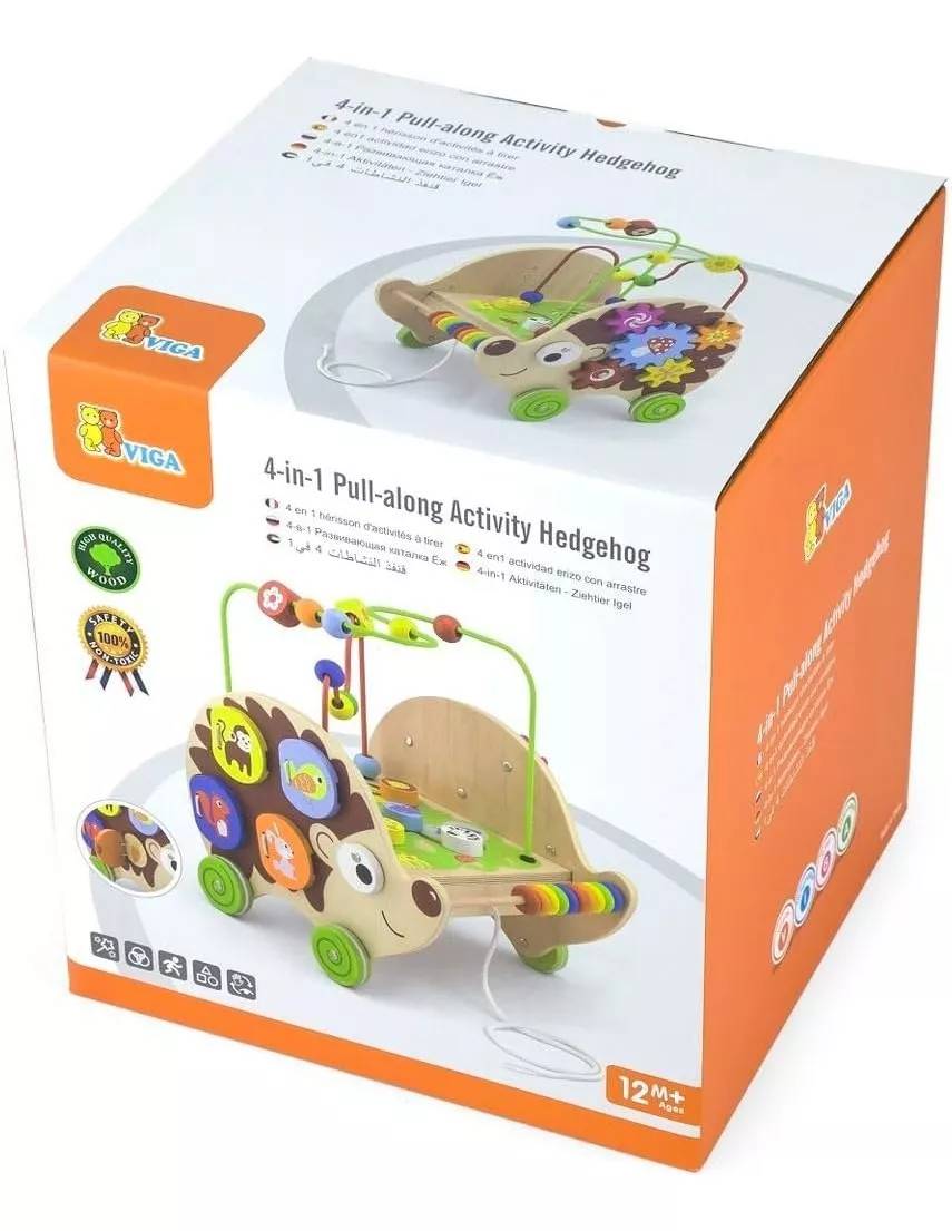 รถลากเม่นน้อยเรียนรู้กิจกรรม ,รถไม้,รถลาก,รถกิจกรรมสารพัดแบบ , ของเล่นเสริมพัฒนาการเด็ก,สินค้าพร้อมส่ง