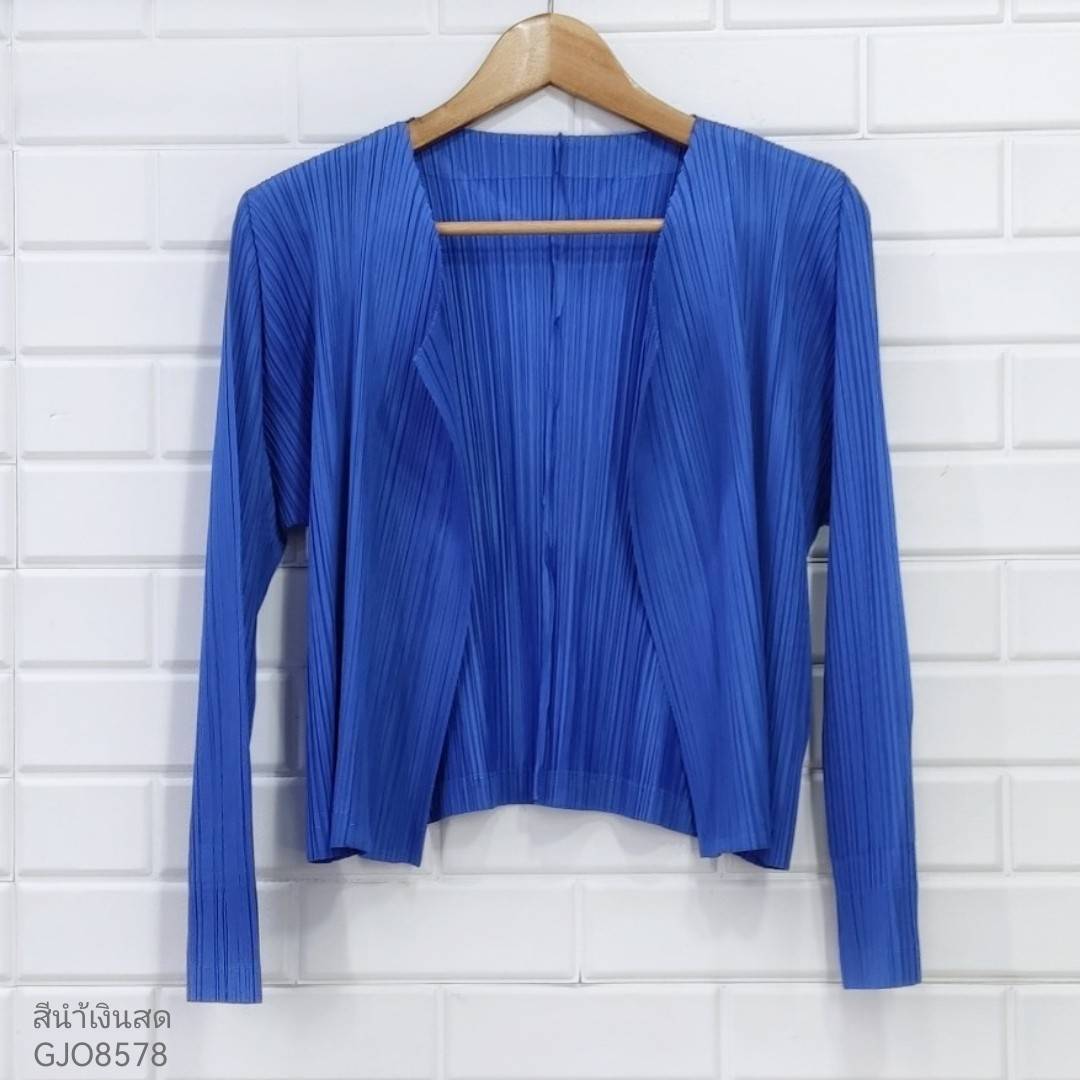 2MUAY BASIC รุ่น GJO8578 CROPPED PLEAT CARDIGAN เสื้อคลุมผู้หญิง เสื้อคลุมพลีทคุณภาพ 11สี FREE SIZE