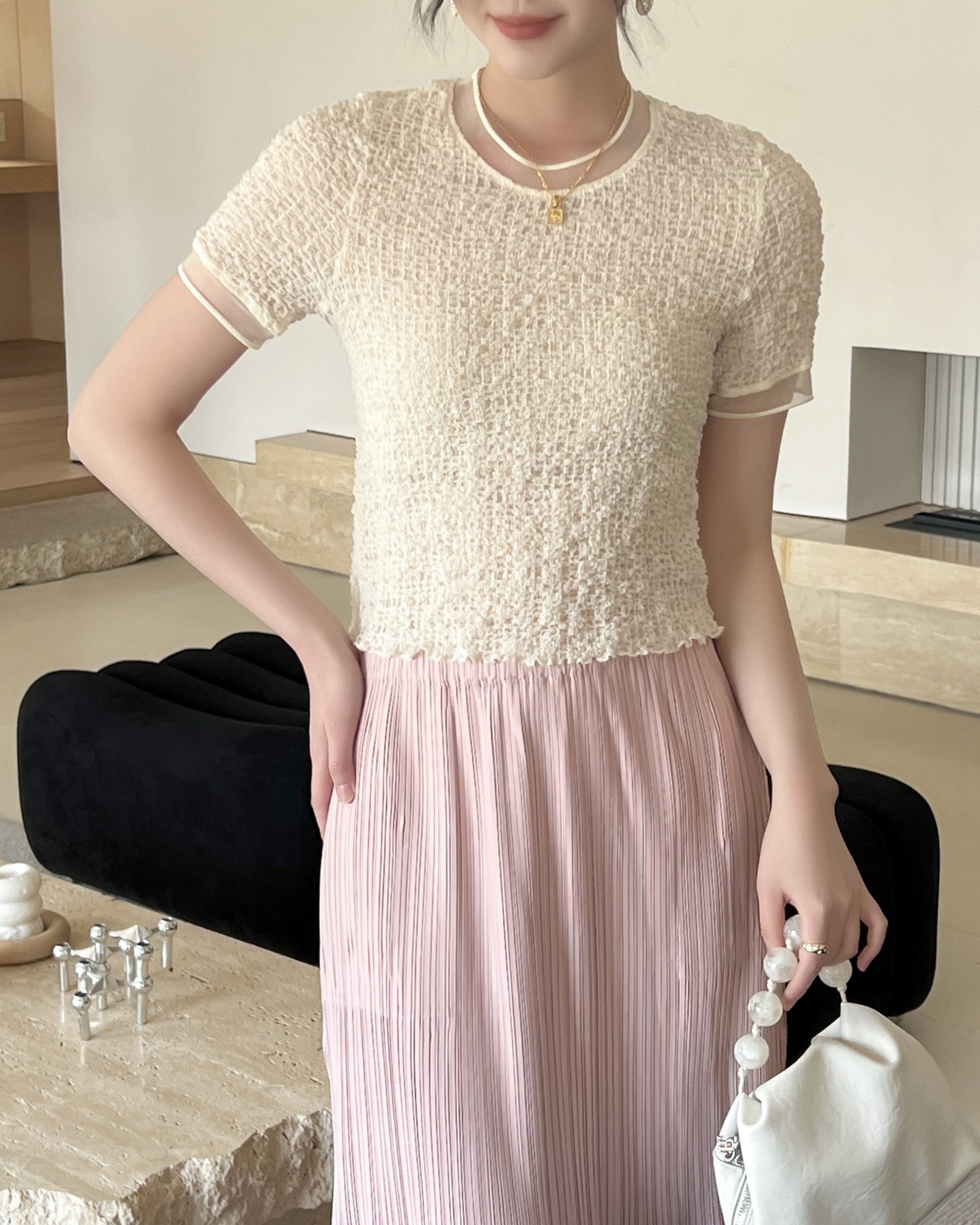 2MUAY รุ่น GJO1448 เสื้อพลีทคุณภาพ SMOCK PLEATED TOP 6 สี FREE SIZE