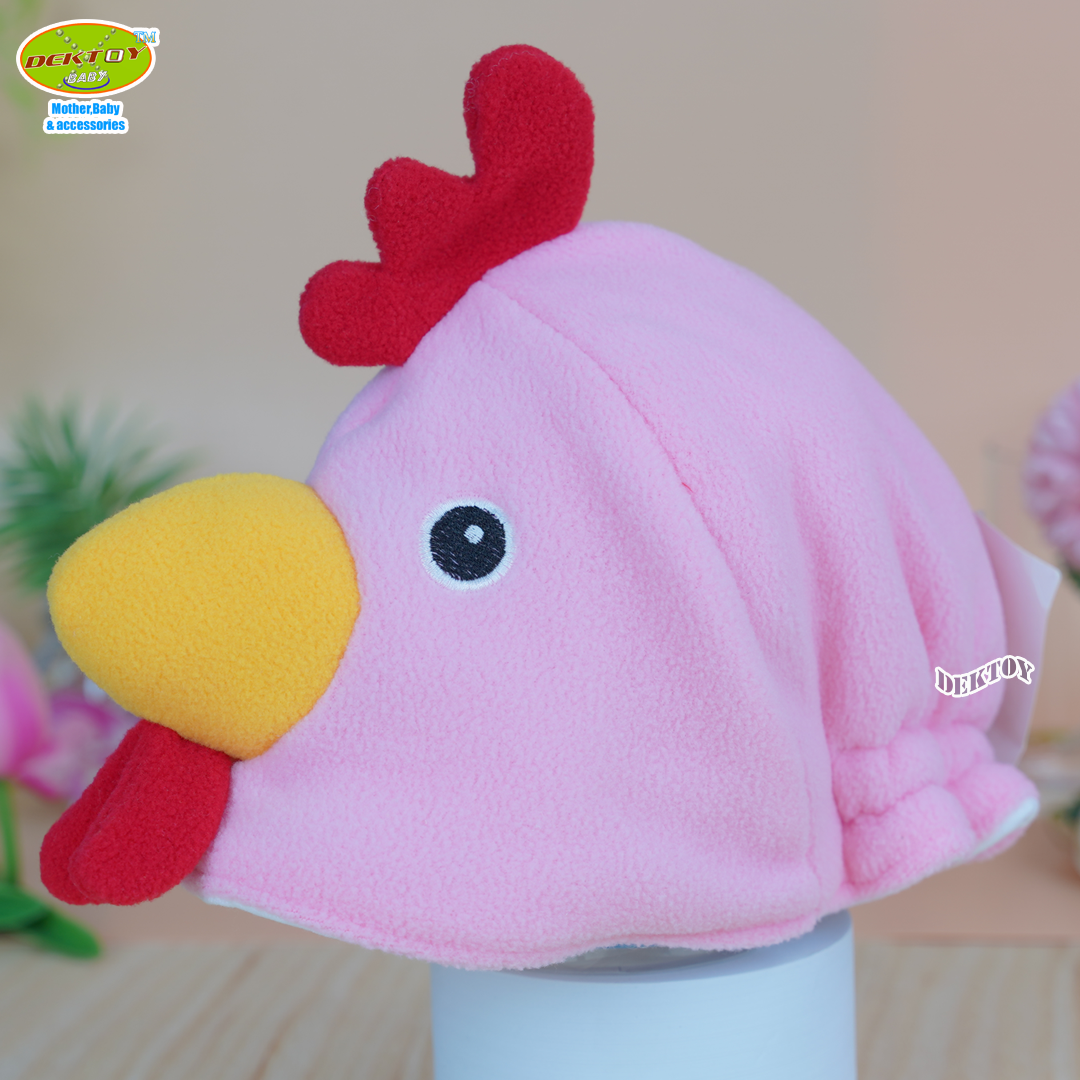 หมวกเด็กหน้าสัตว์ หมวกแฟนซีสำหรับเด็ก หมวกเด็กรูปสัตว์ 1-5 ขวบ ไก่ชมพู