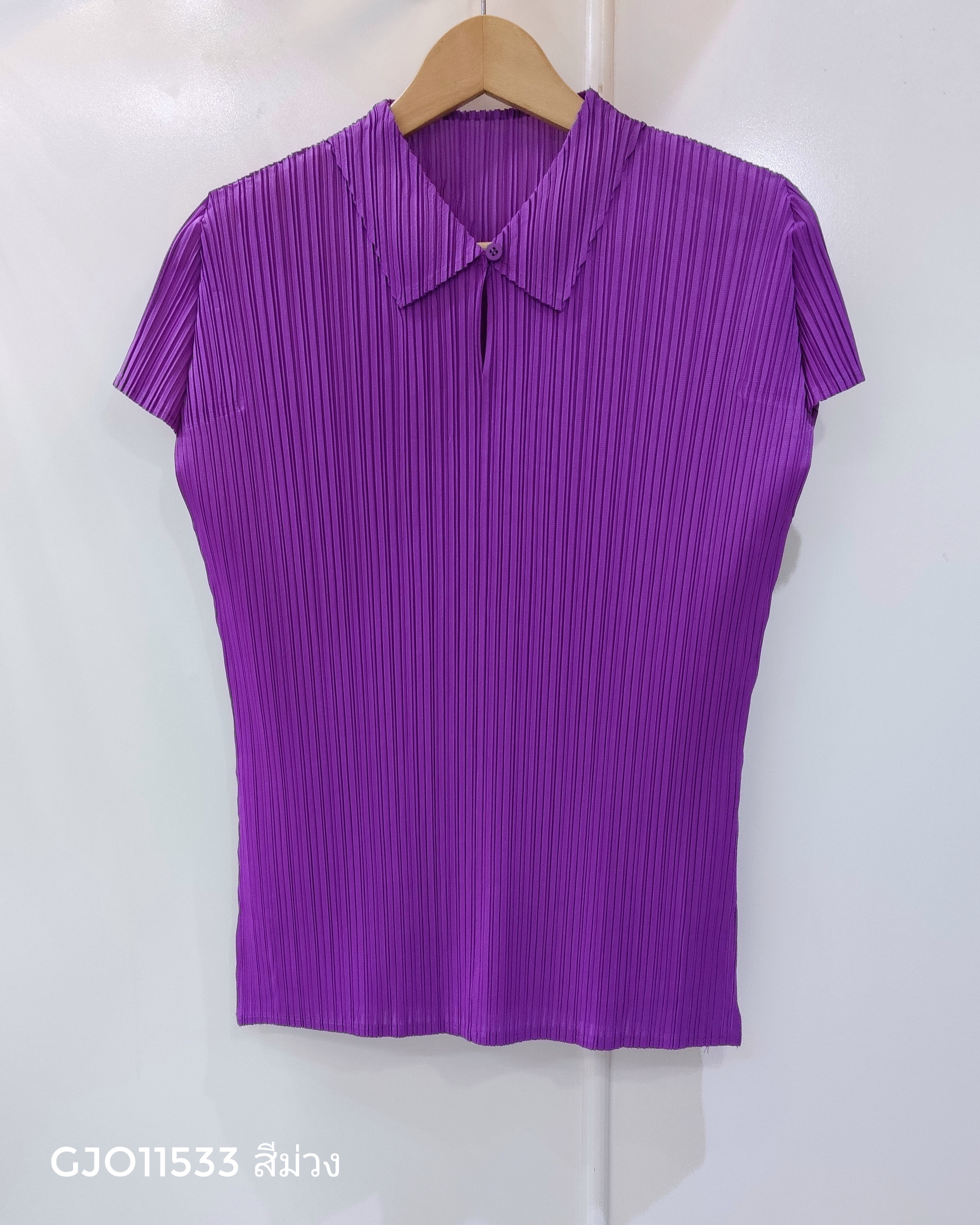 2MUAY รุ่น GJO11533 เสื้ออัดพลีท PLEATED MOCK COLLAR TOP 10 สี FREE SIZE