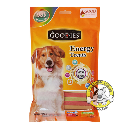 แท่งเหลี่ยมขัดฟัน รวมรส(แกะ, นม, ตับ, คลอโรฟิว) ยี่ห้อ Goodies 500 กรัม