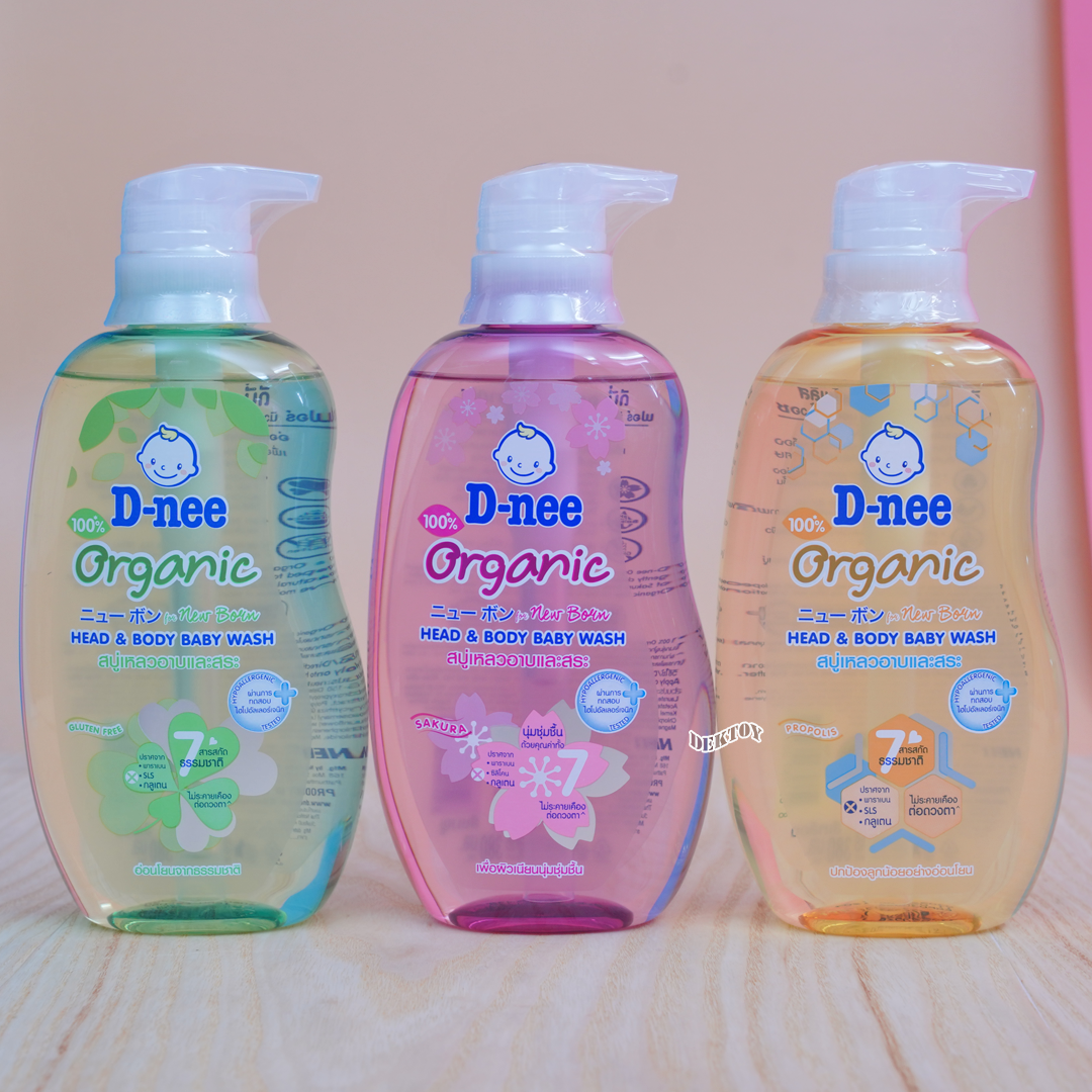 D-nee organic ดีนี่ ออร์แกนิค สบู่เหลวอาบและสระผม ฟอร์นิวบอร์น380มล.