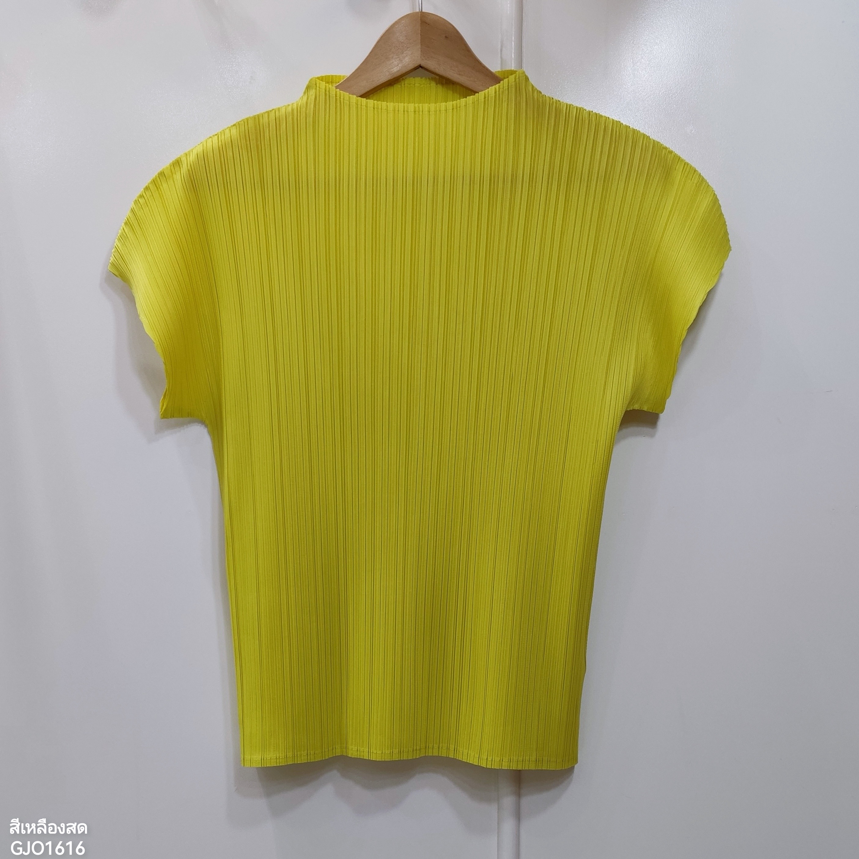 2MUAY รุ่น GJO1616 เสื้อพลีทคุณภาพ HIGH NECK SHORT SLEEVE PLEATED TOP 15 สี FREE SIZE