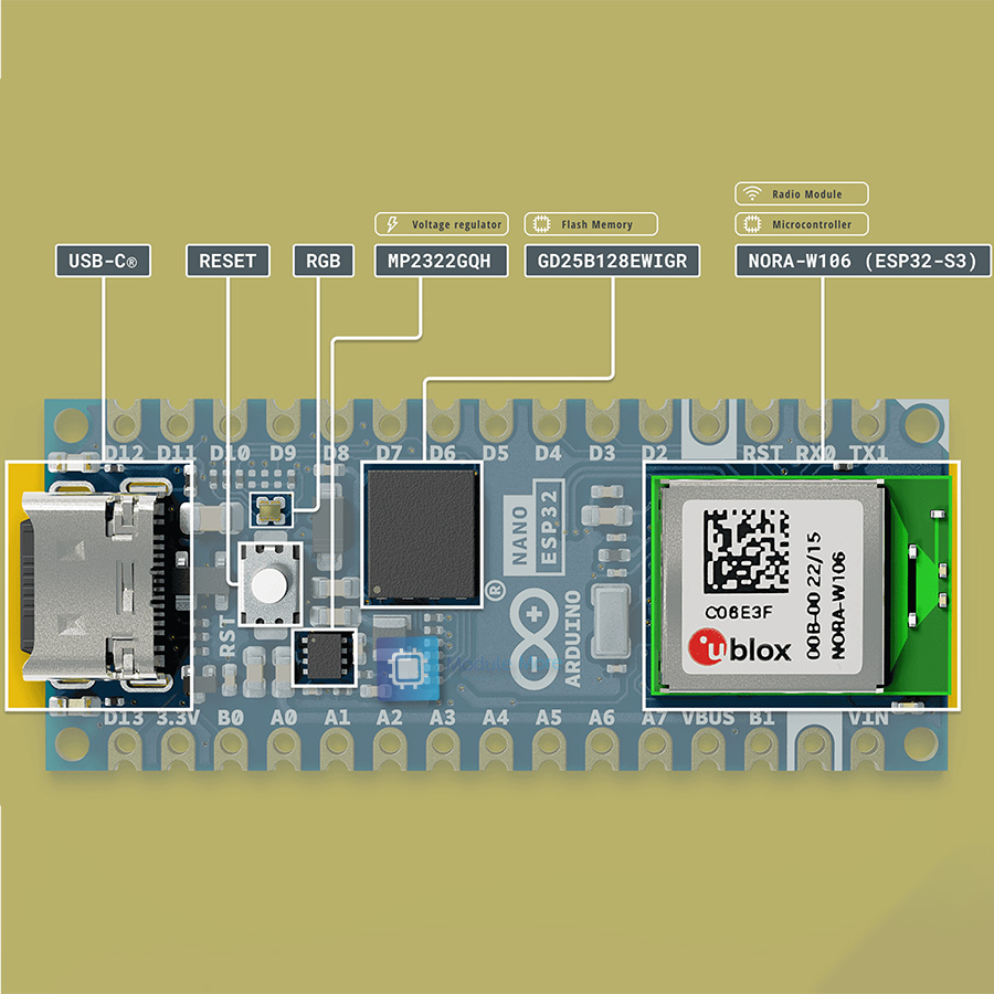 Arduino Nano ESP32 แท้จากอิตาลี programming learning main control development board