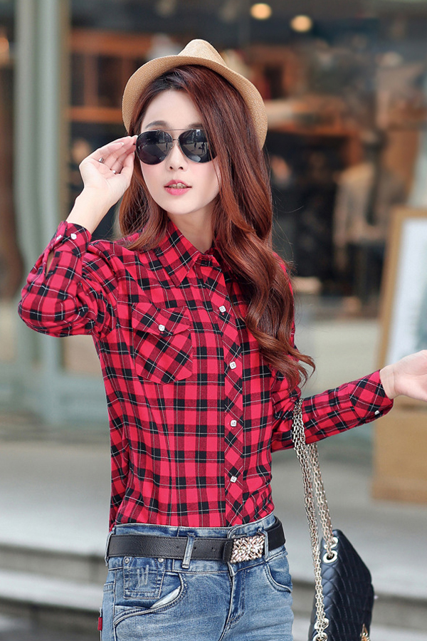 เสื้อเชิ้ตลายสก็อต เสื้อแจ็คเก็ตรุ่นหนาซับผ้าขนนุ่มทั้งตัว-11358