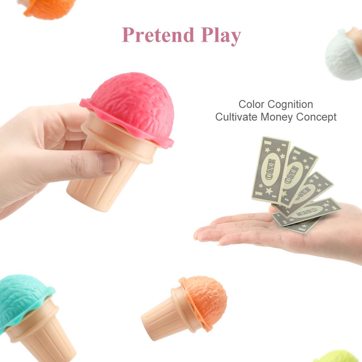 ชุดร้านไอศกรีมสีสันสดใสแสนอร่อย ,เรียนรู้คณิตศาสตร์สำหรับเด็ก,ของเล่นเสริมพัฒนาการ, ของเล่นเด็กอนุบาล, สื่อการสอนเด็กอนุบาล