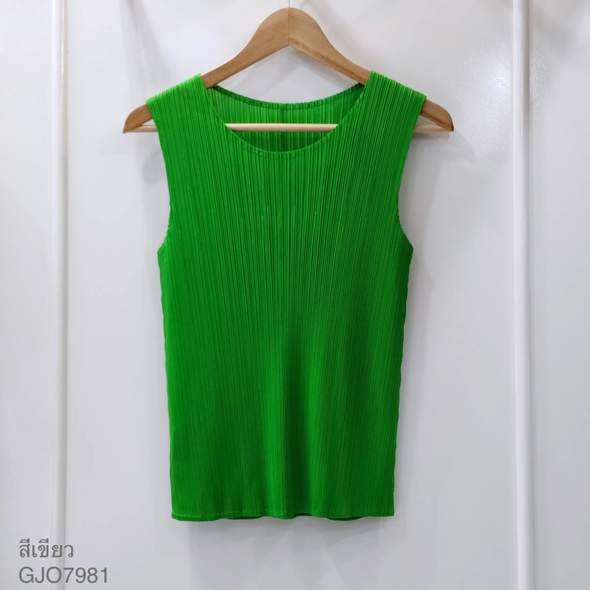 2MUAY BASIC รุ่น GJO7981 เสื้ออัดพลีทงานคุณภาพ BASIC ROUND NECK PLEATED TOP 20สี FREE SIZE
