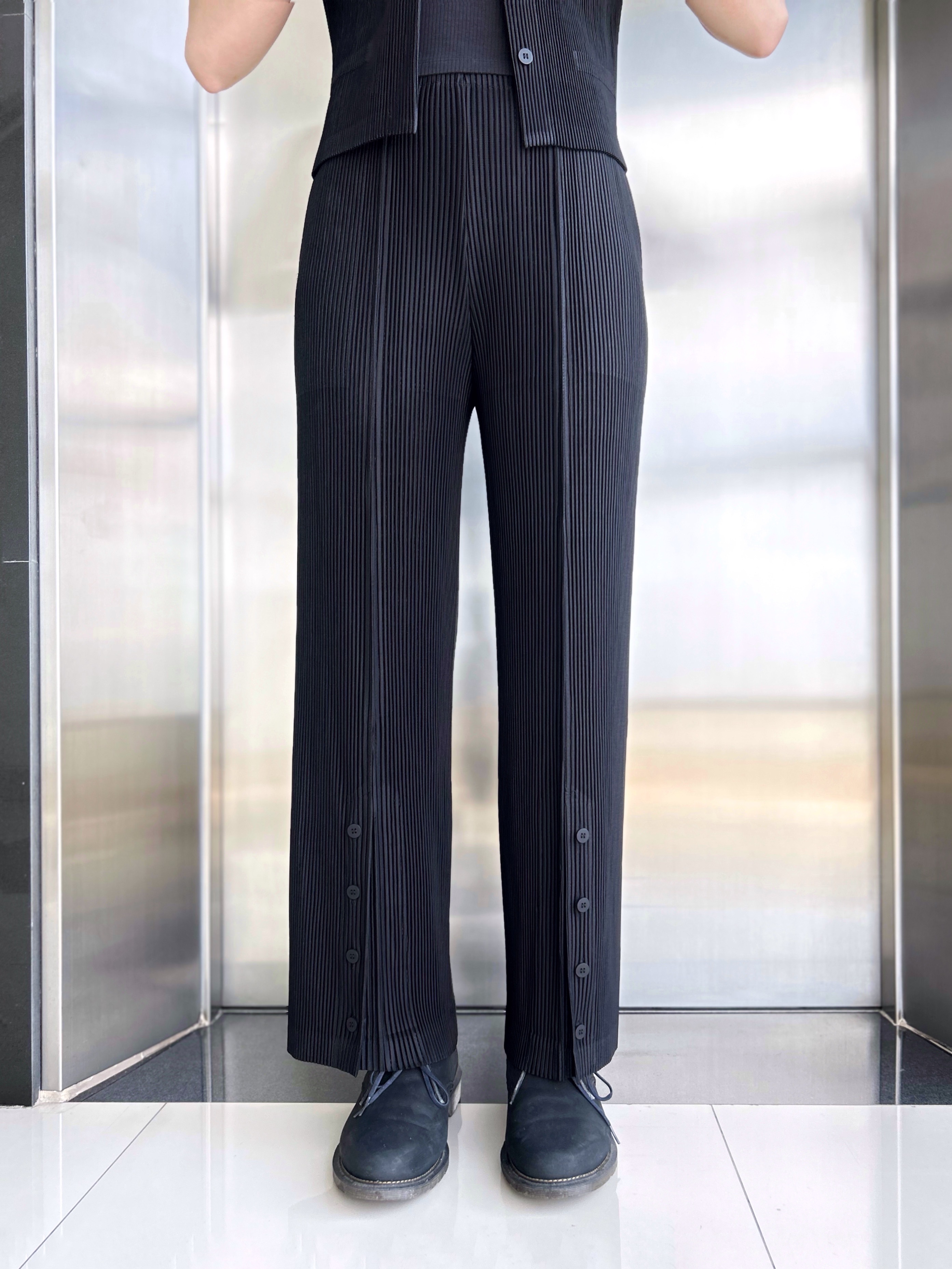 ยาว 38.5 นิ้ว 2MUAY รุ่น GJO1871 กางเกงพลีทคุณภาพ THICK STRAIGHT LEG SPIT FRONT PLEATED PANTS 10สี FREE SIZE