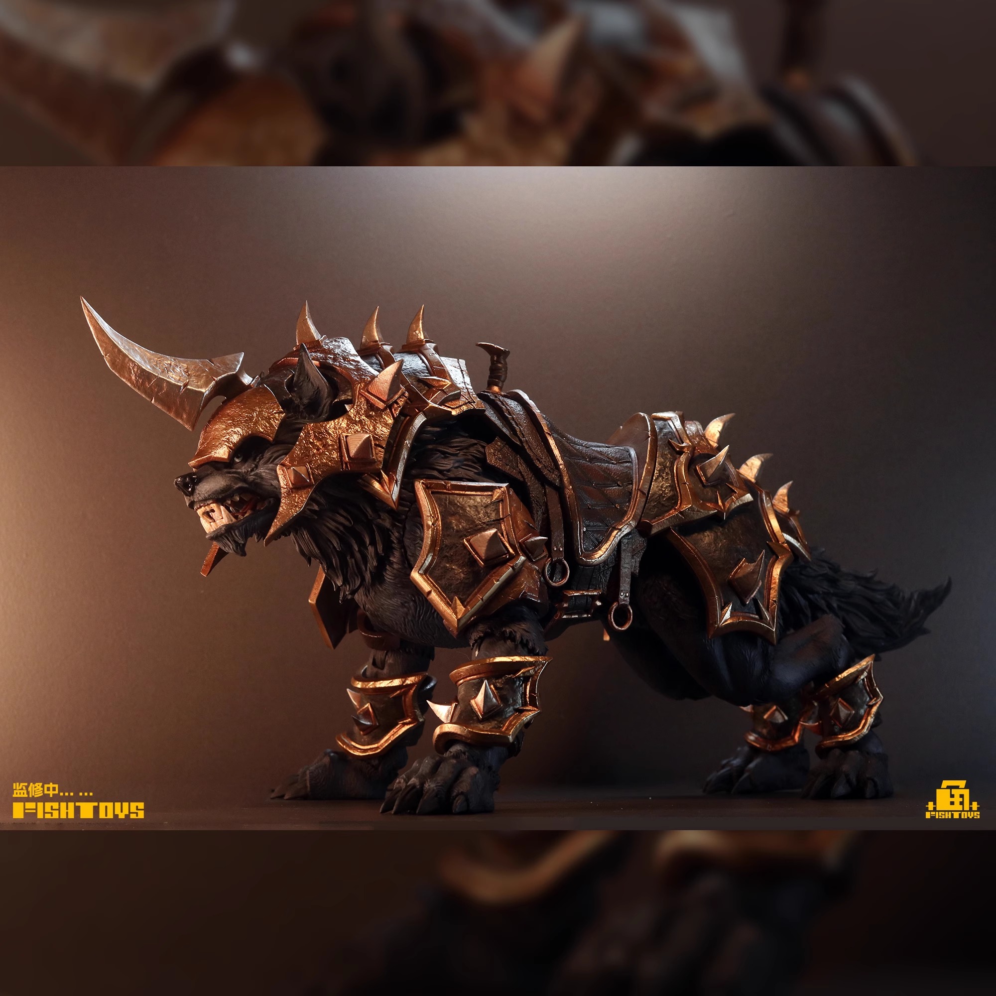 [พร้อมส่ง] Fish toys (D20 Studio) Glory Wolf หมาป่าชุดเกราะถอดได้ 38ซม. A : Black Gold Armor Black Wolf Set HY-030